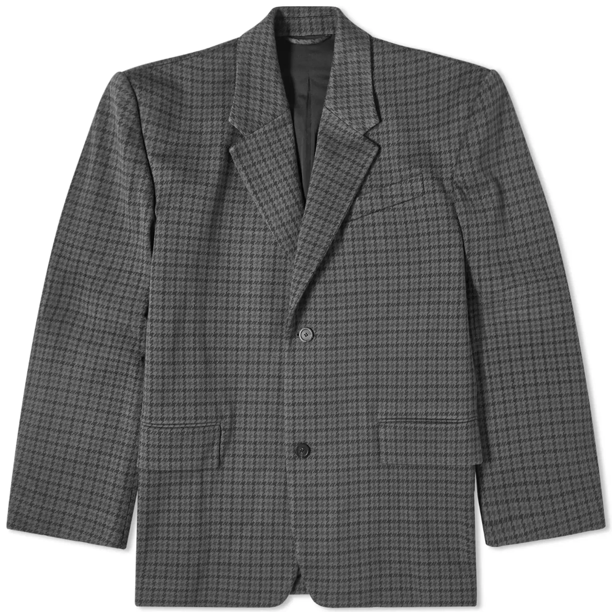 Balenciaga Men's Houndstooth Oversized Tailored Jacket Grey