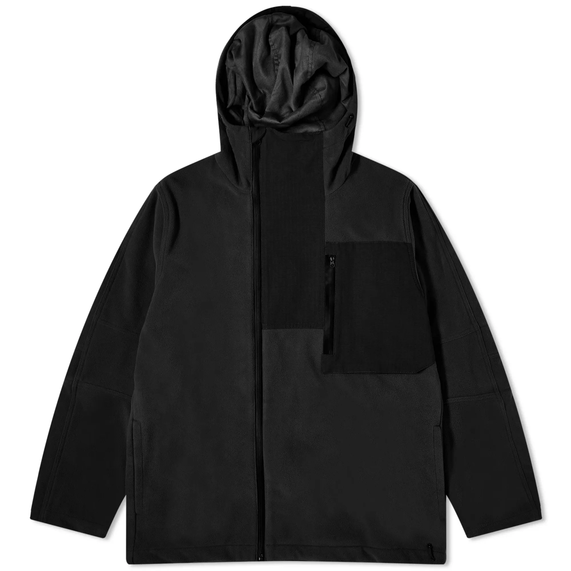 MAHARISHI ASYM FLEECE HOODED PULLOVER Maharishi Men\u0027s Asym Zipped Hooded Fleece Jacket Black | 4578-BLK
