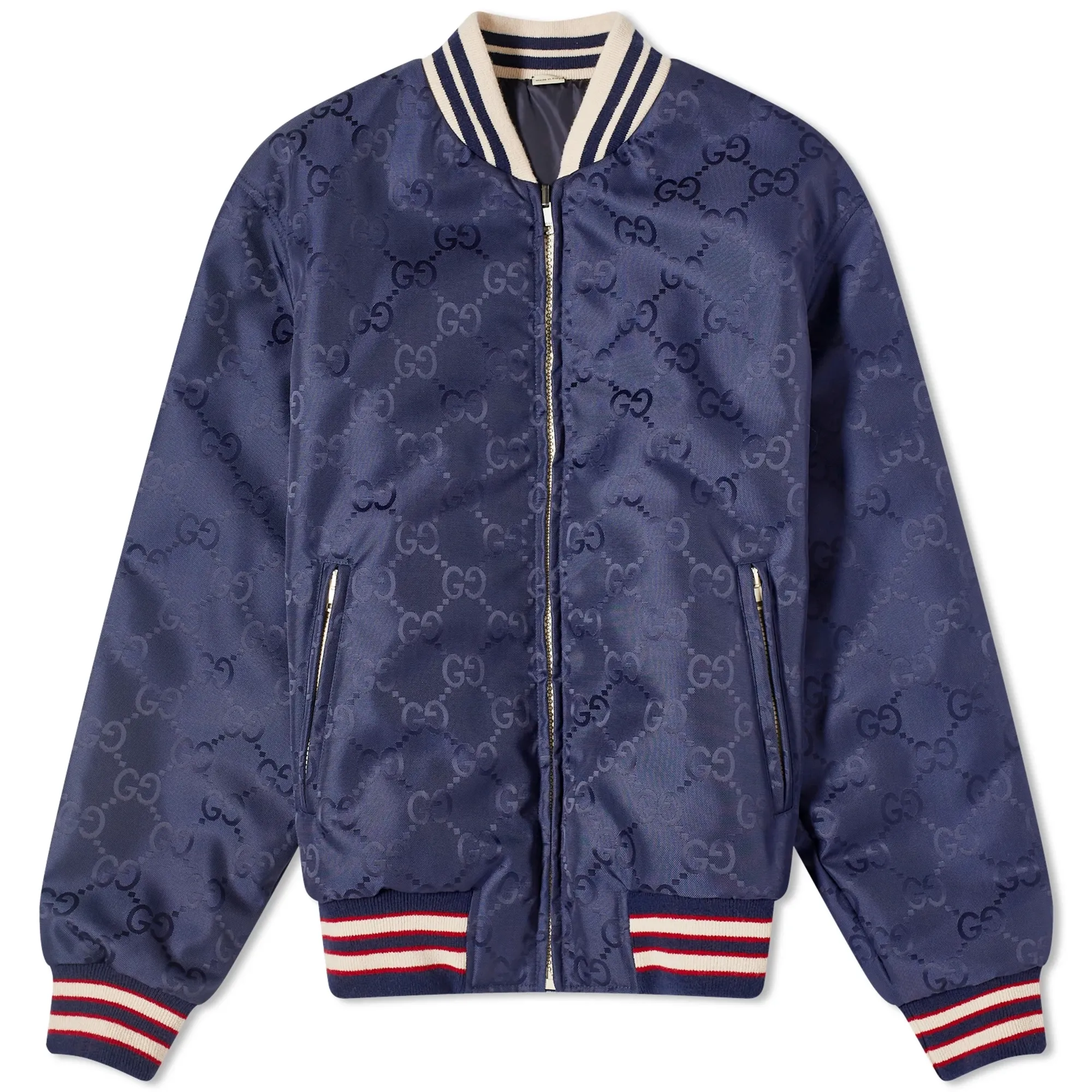 Gucci Men's Interlocking Logo Bomber Jacket Navy | 770283-ZAPA0
