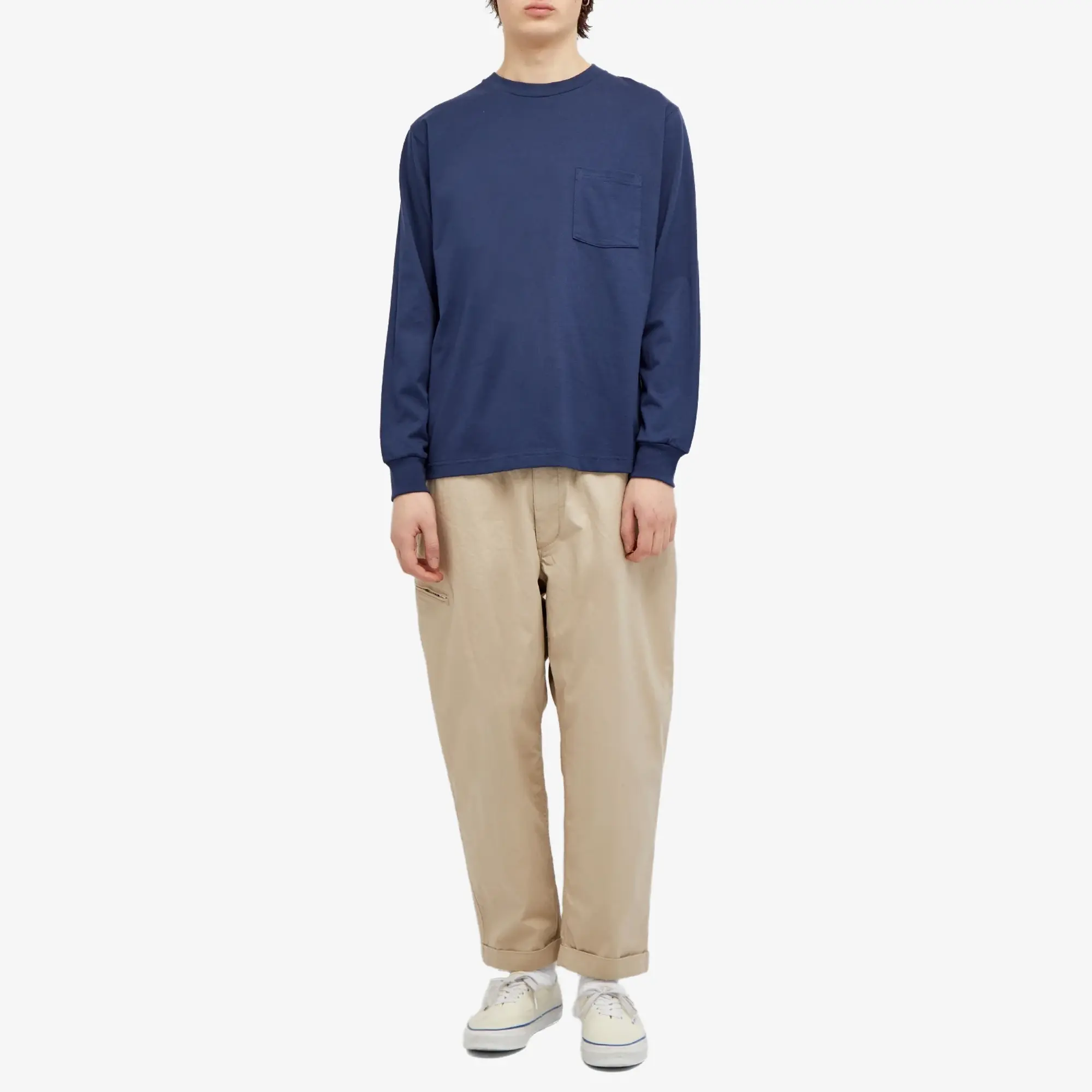 Beams Plus Men's Long Sleeve Pocket T-Shirt Navy