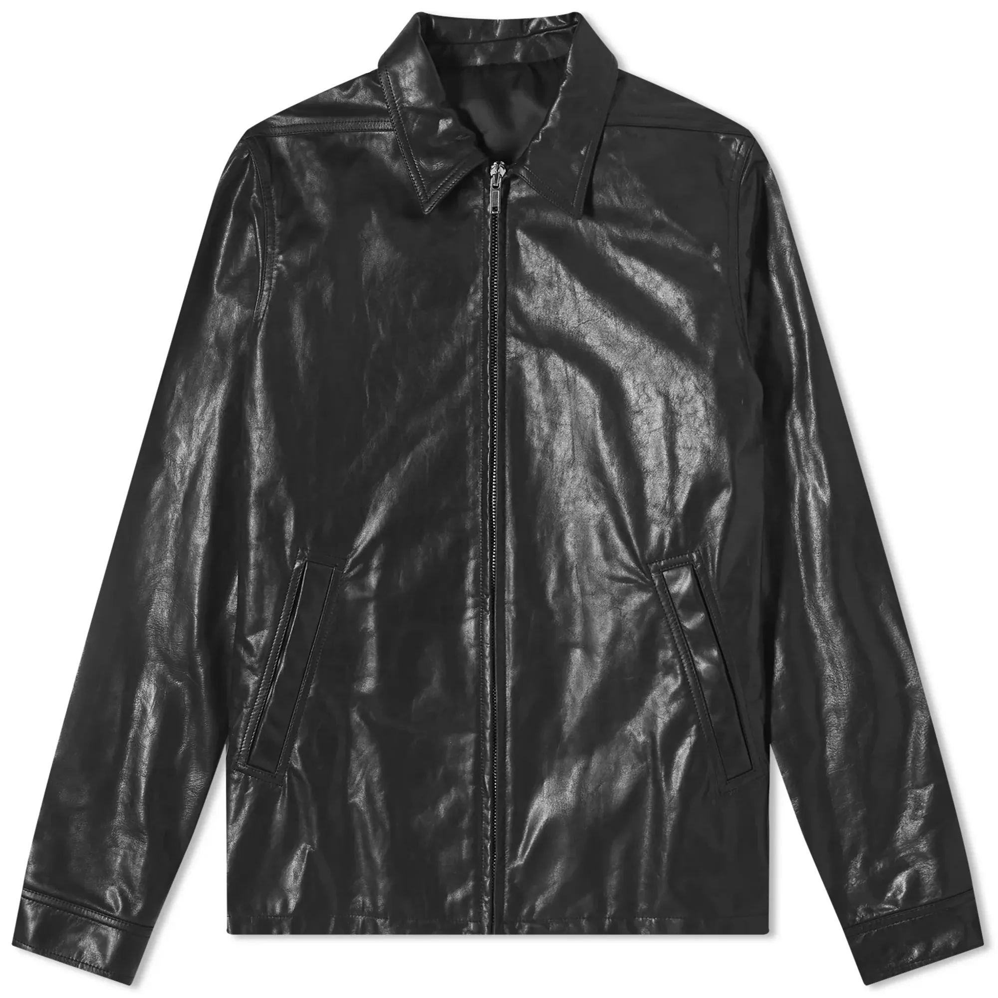 Rick Owens Men's Brad Leather Boxy Jacket Black | RU01D3766-LSU-09