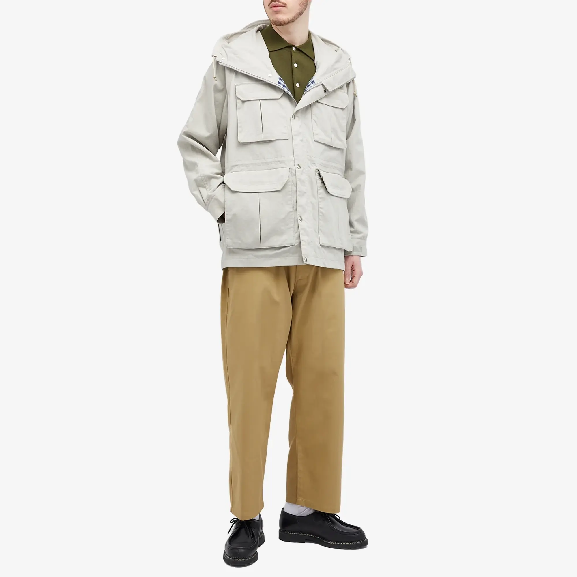 Beams Plus Men's 12g Knit Long Sleeve Polo Olive