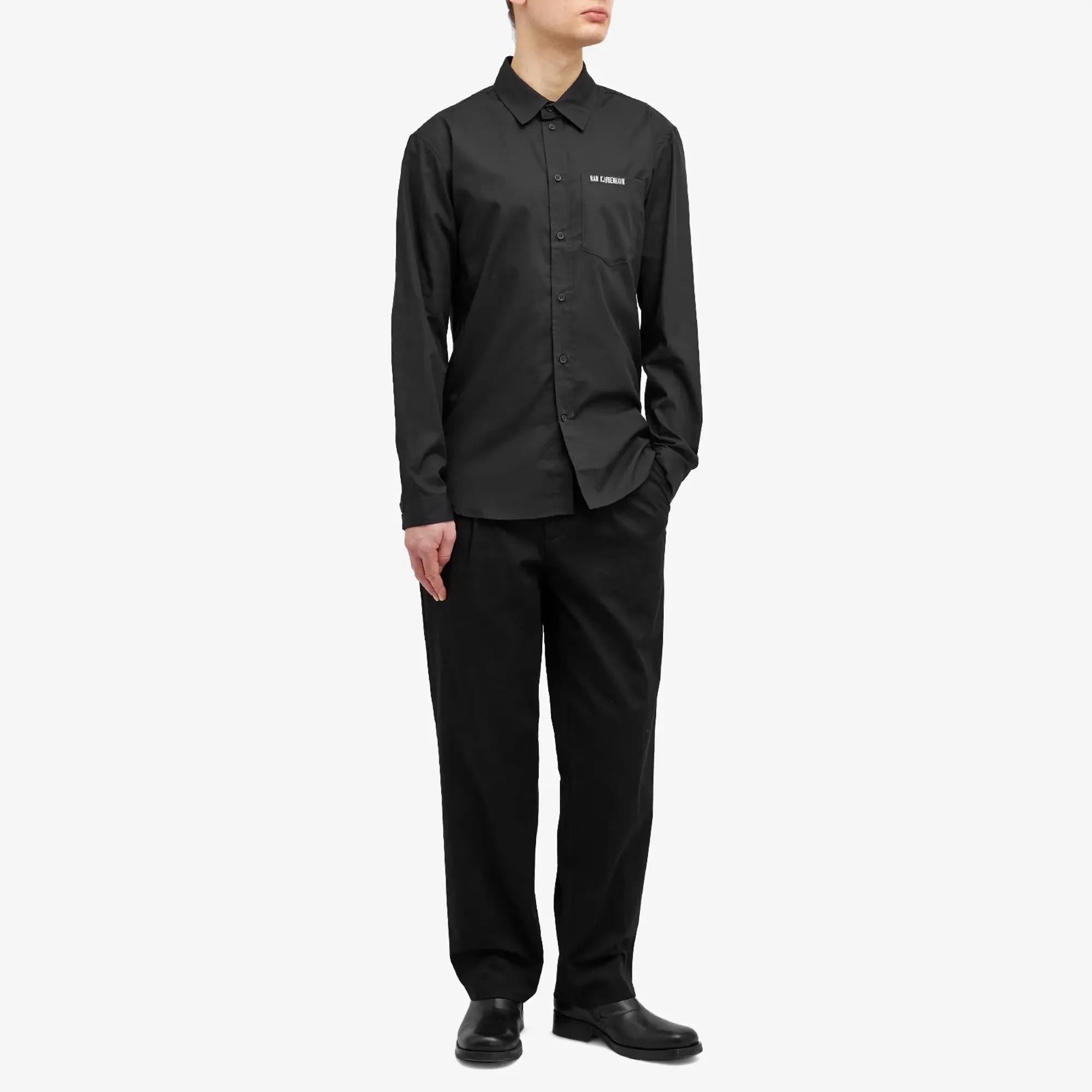 Han Kjobenhavn Men's Logo Regular Fit Shirt Black