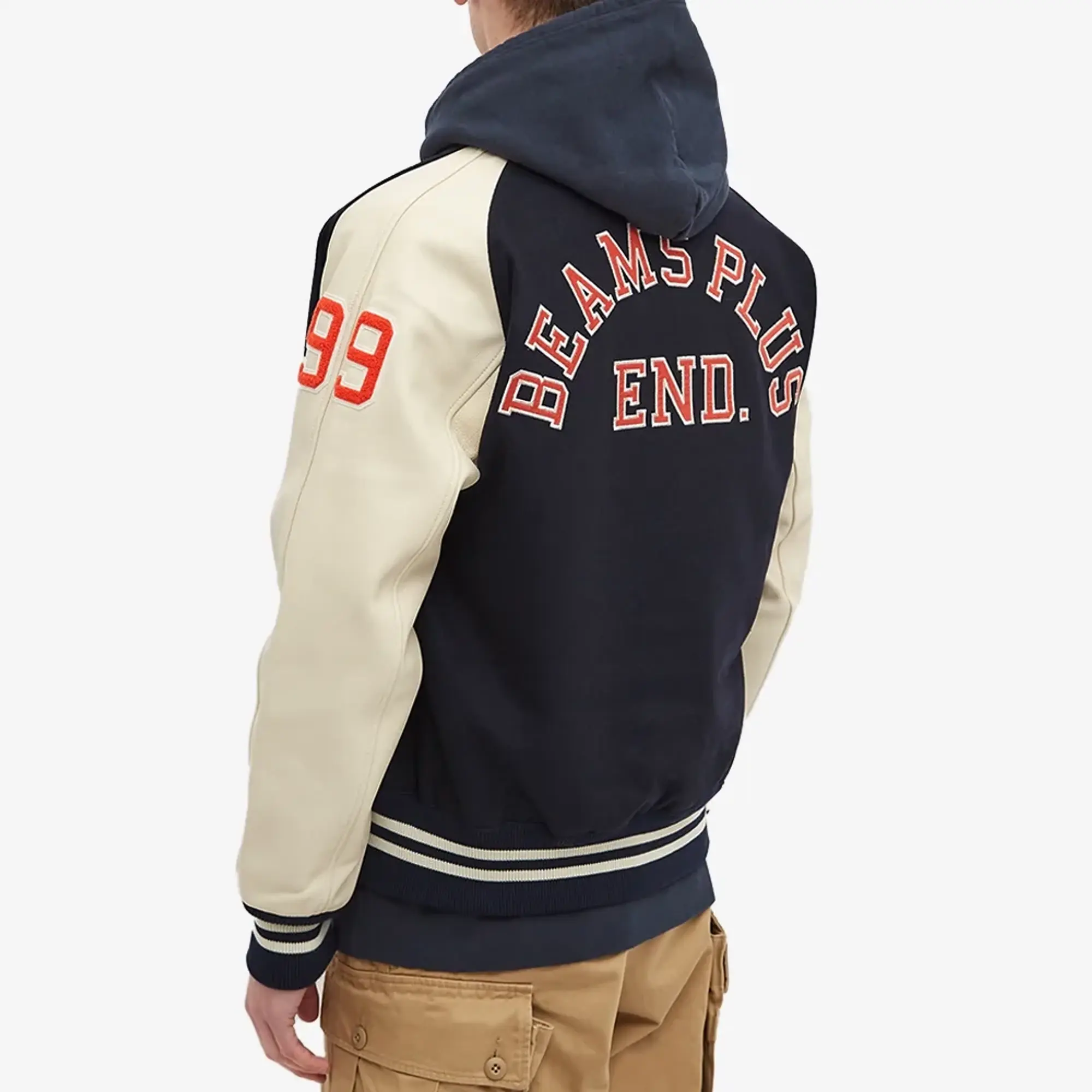 END. x Beams Plus Men's Varsity Award Jacket Navy/Cream