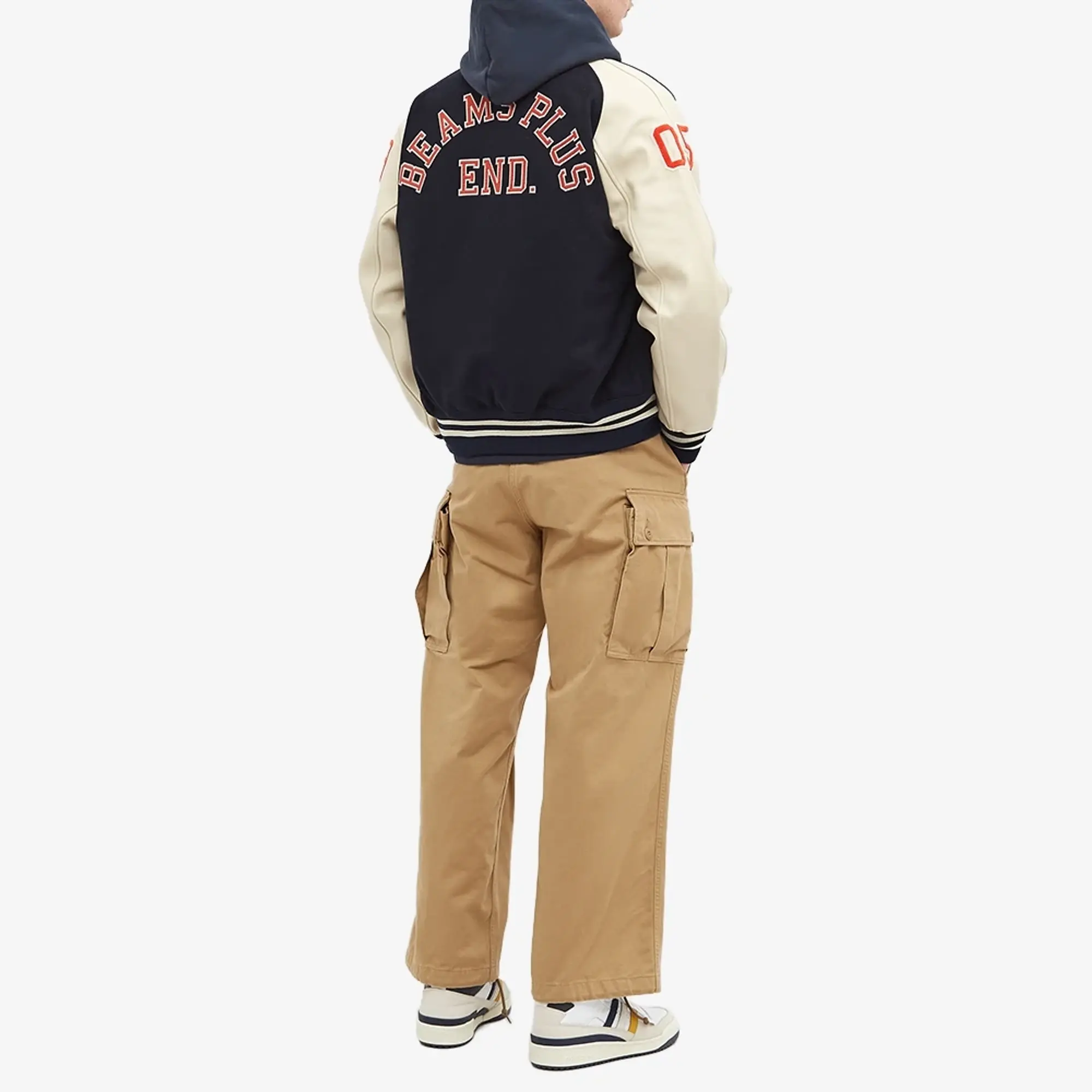 END. x Beams Plus Men's Varsity Award Jacket Navy/Cream