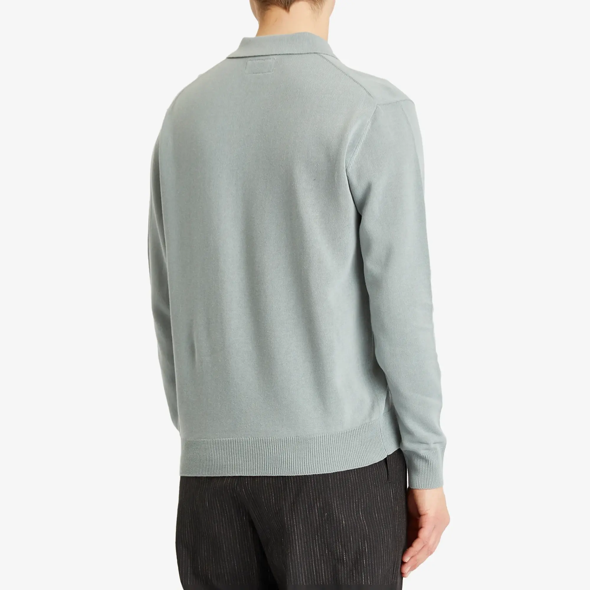 Beams Plus Men's 12g Knit Long Sleeve Polo Ice Blue