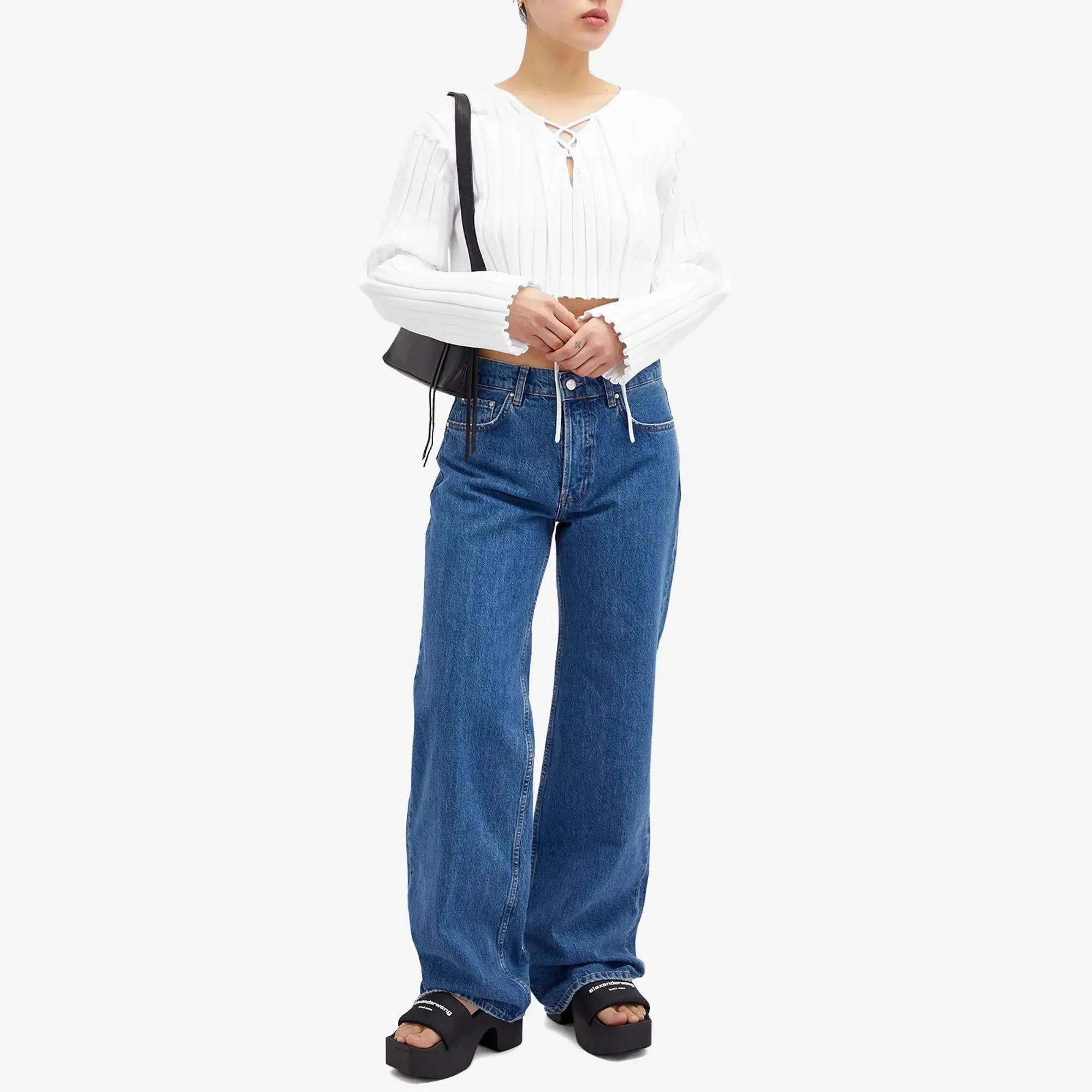 Alexander Wang Women's Drop Shoulder Crop Sweatshirt White