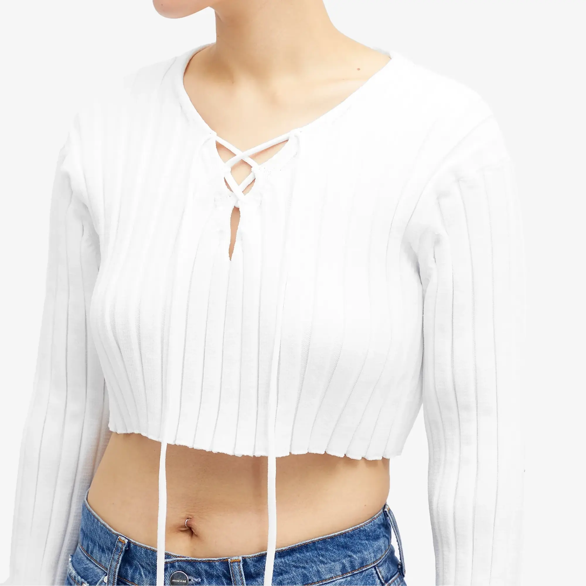 Alexander Wang Women's Drop Shoulder Crop Sweatshirt White