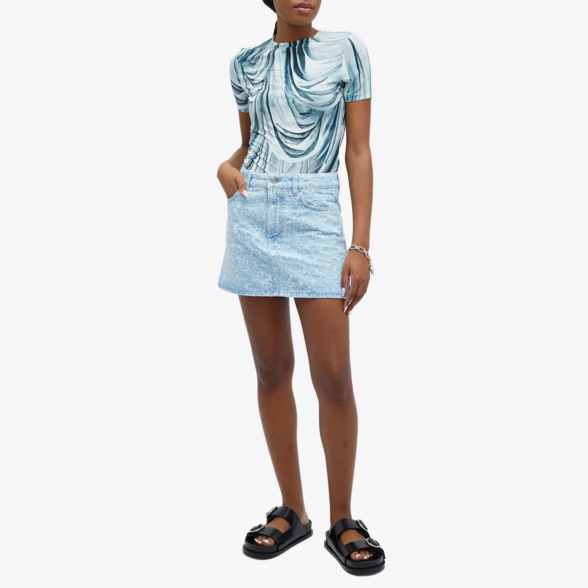 Paco Rabanne Women's Drape T-Shirt Blue