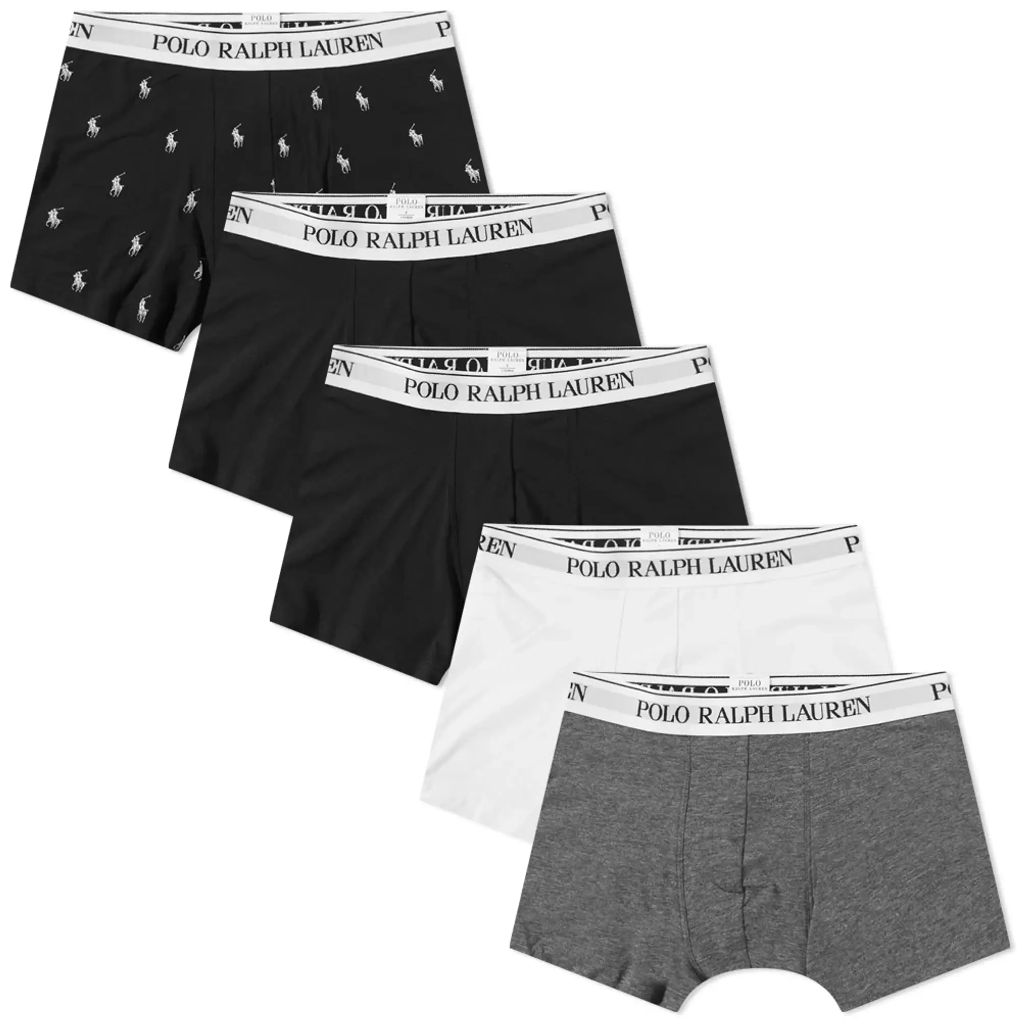 Polo Ralph Lauren Men's Classic Trunk - 5 Pack White/Black/Charcoal