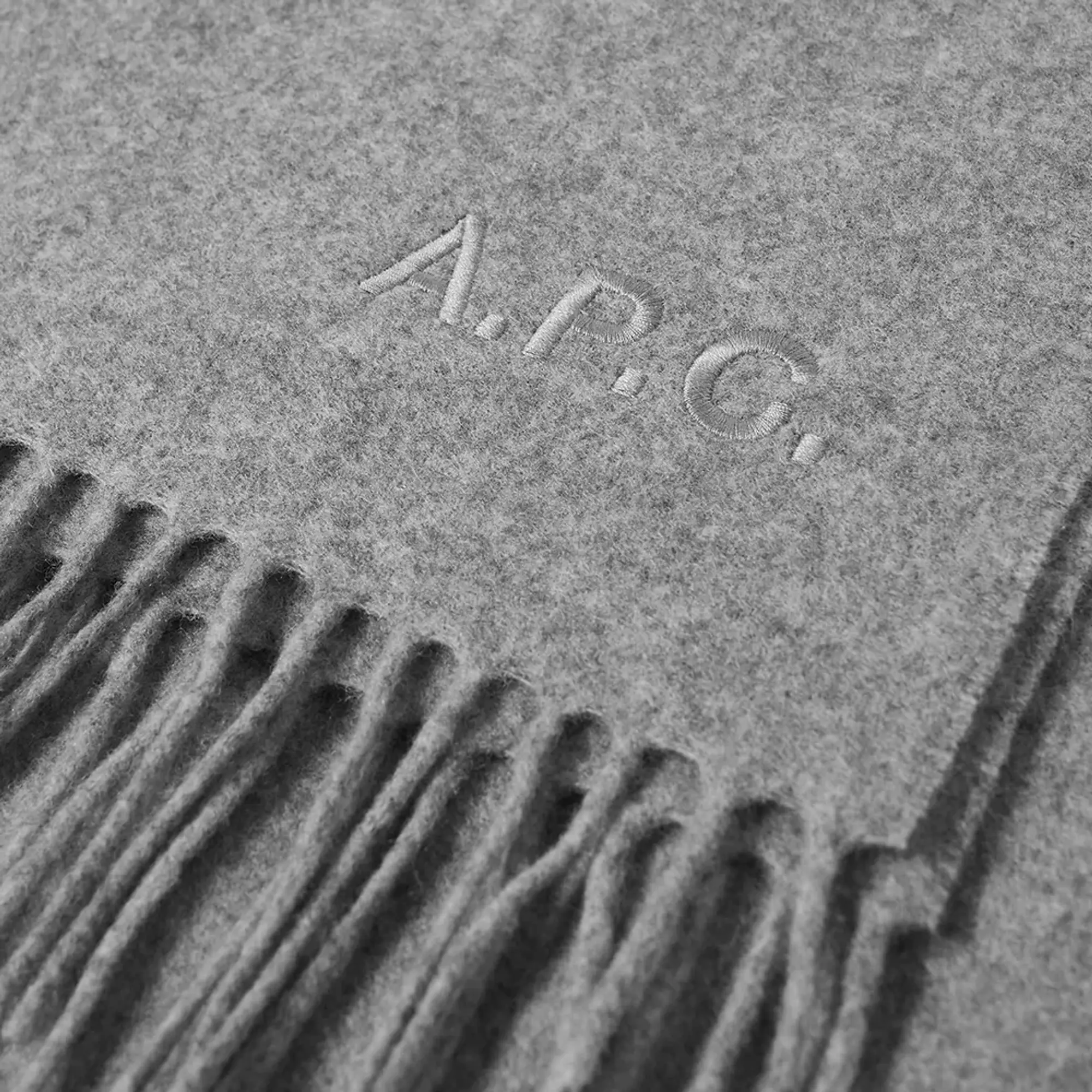 A.P.C. Men's Ambroise Embroidered Scarf Heathered Grey