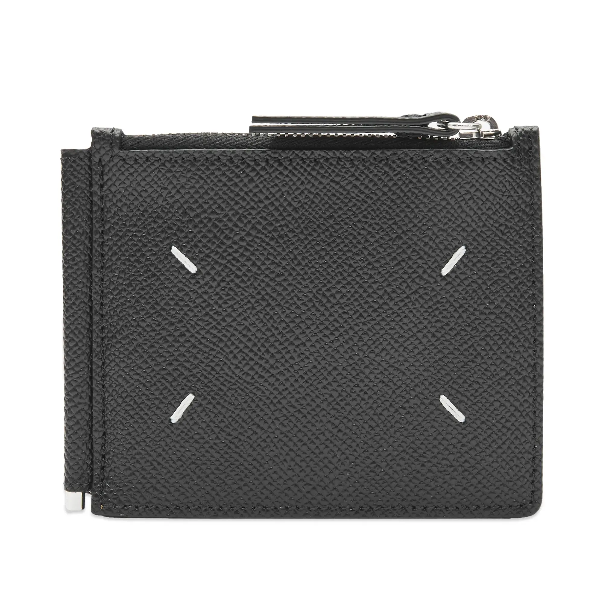 Maison Margiela Men's Grained Leather Money Clip Wallet Black