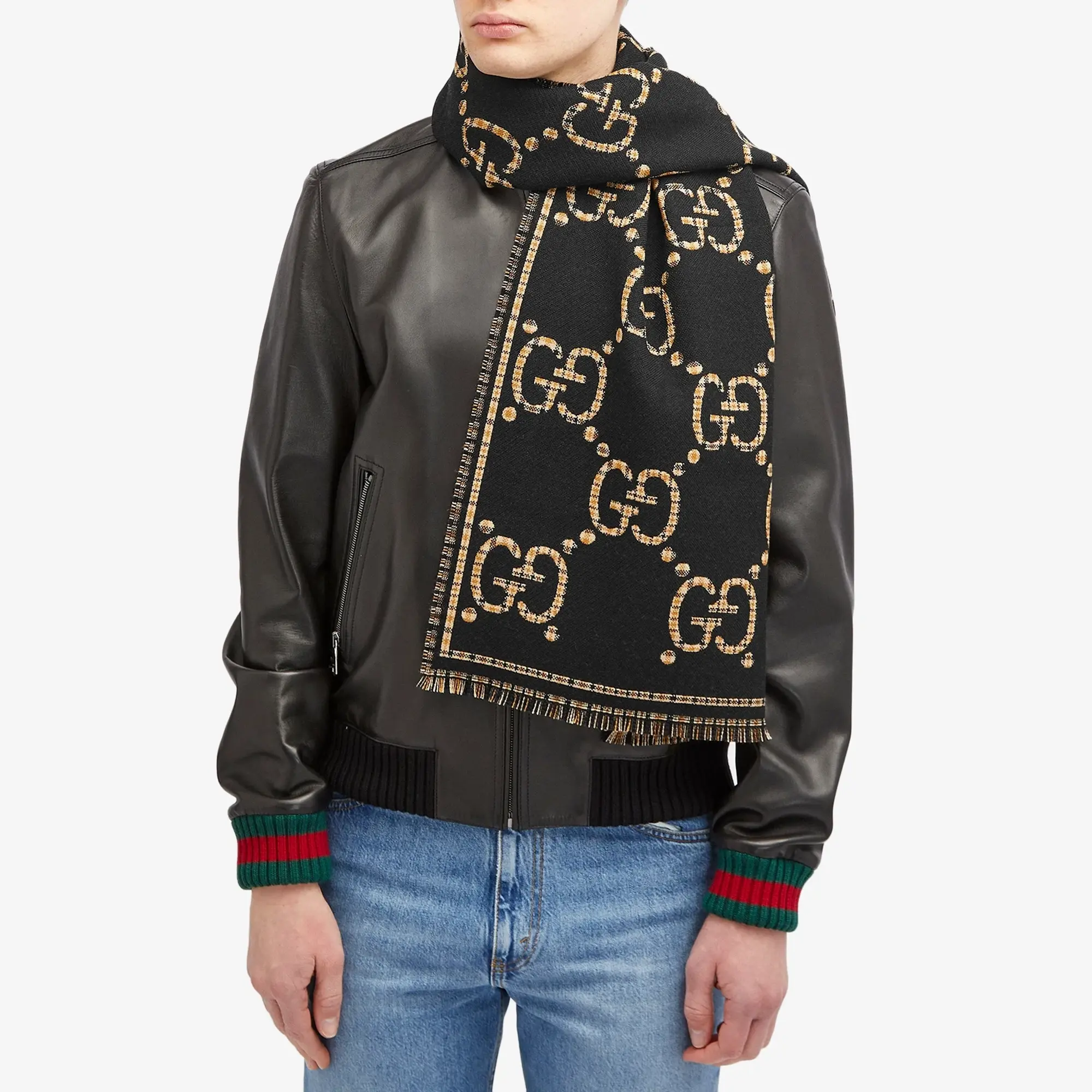Gucci Men's Large GG Scarf Black