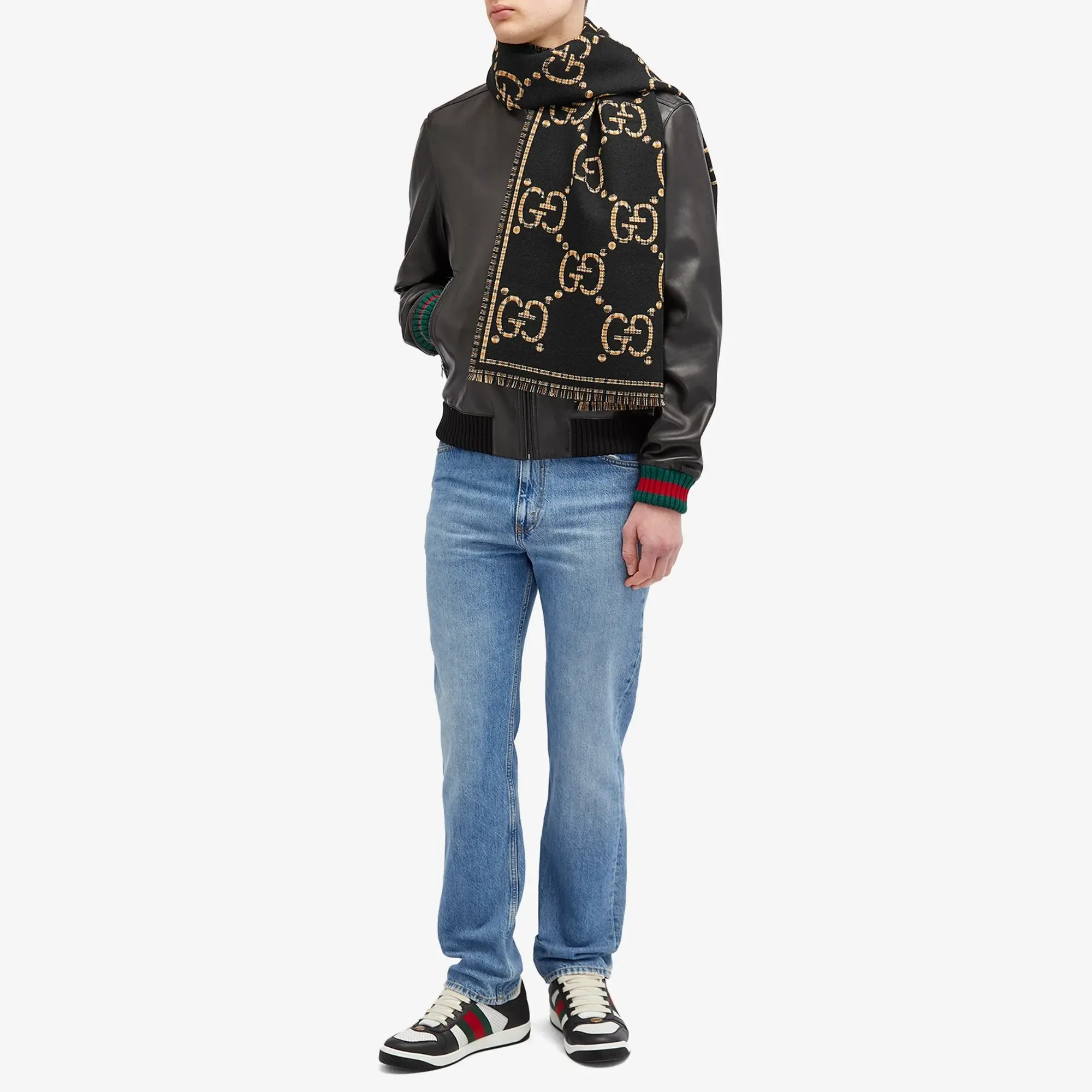 Gucci Men's Large GG Scarf Black
