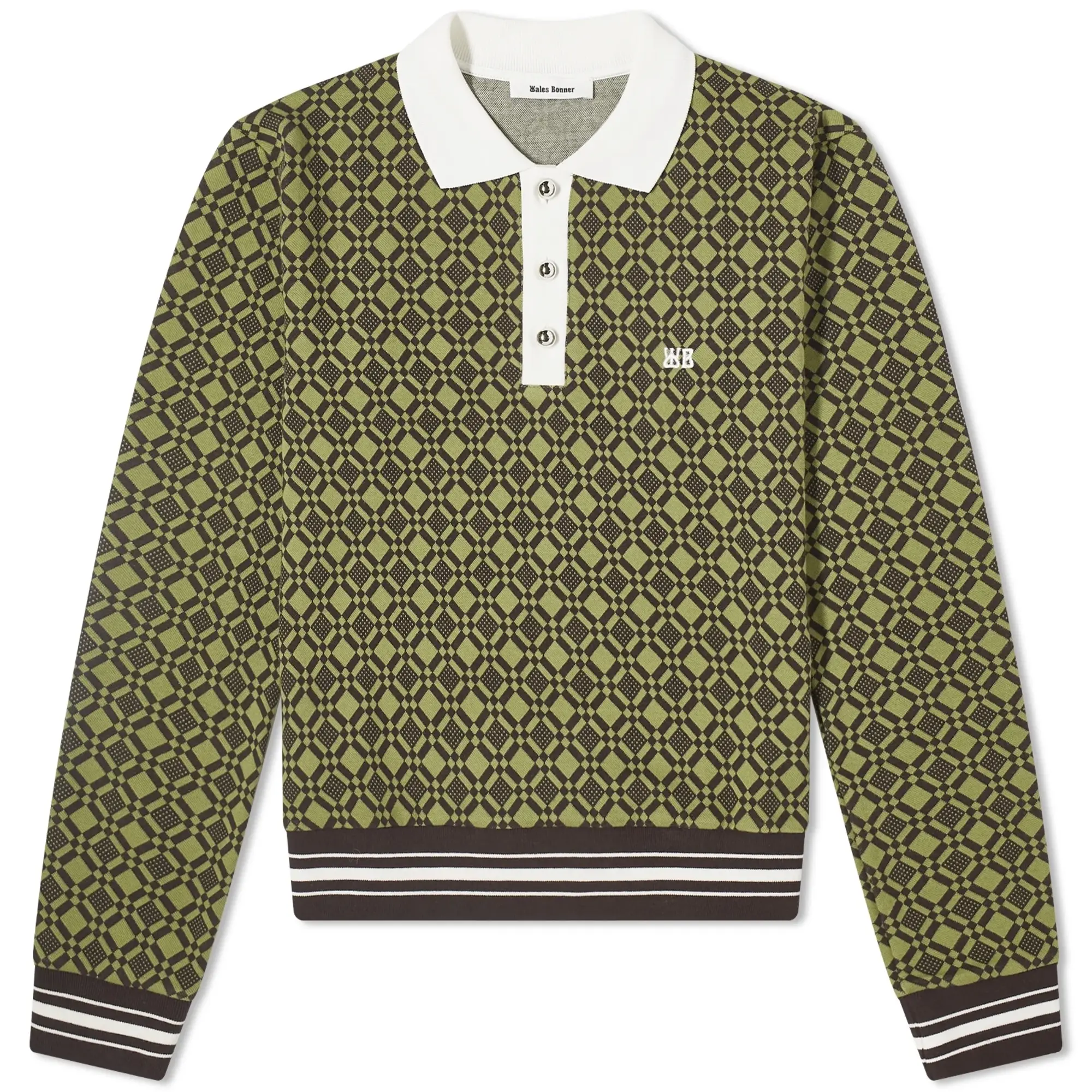 Wales Bonner Women's Power 1/4 Zip Top Olive/Dark Brown