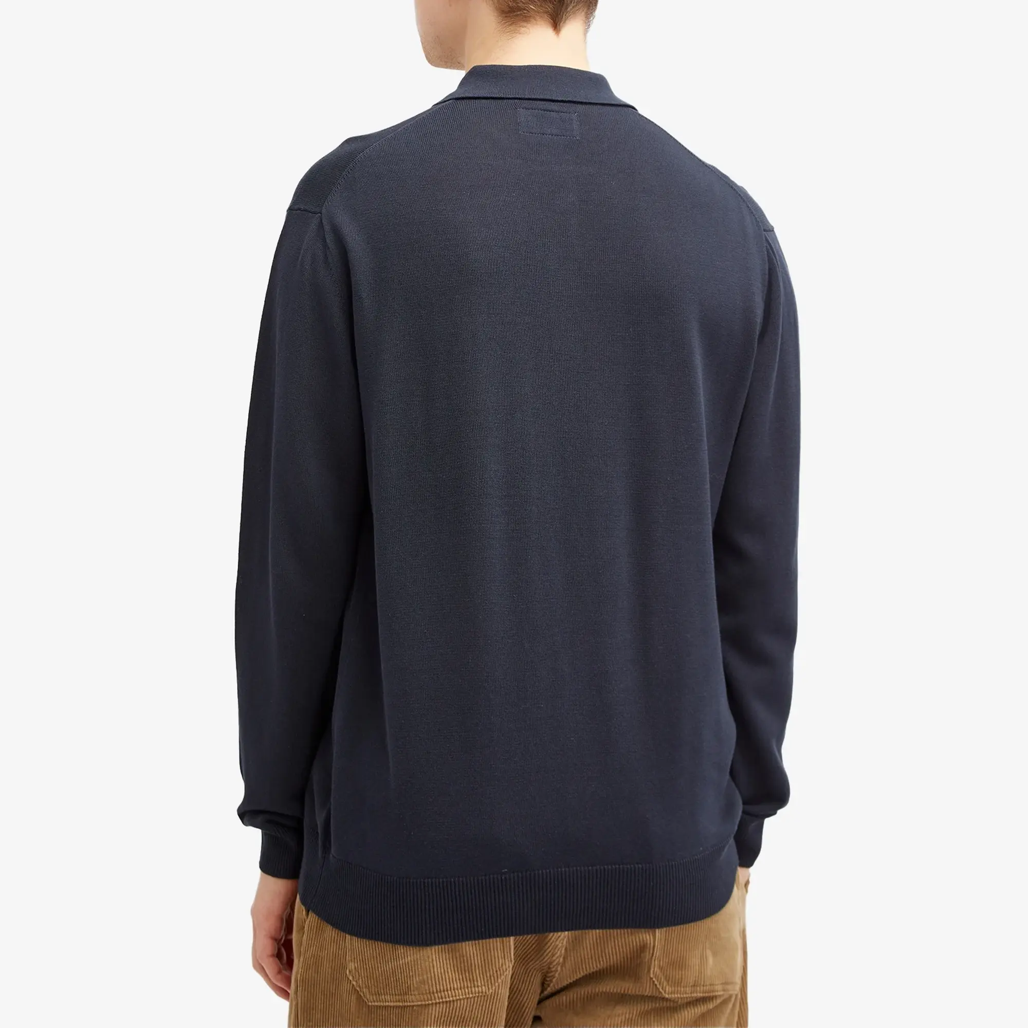 Beams Plus Men's 12g Knit Long Sleeve Polo Navy