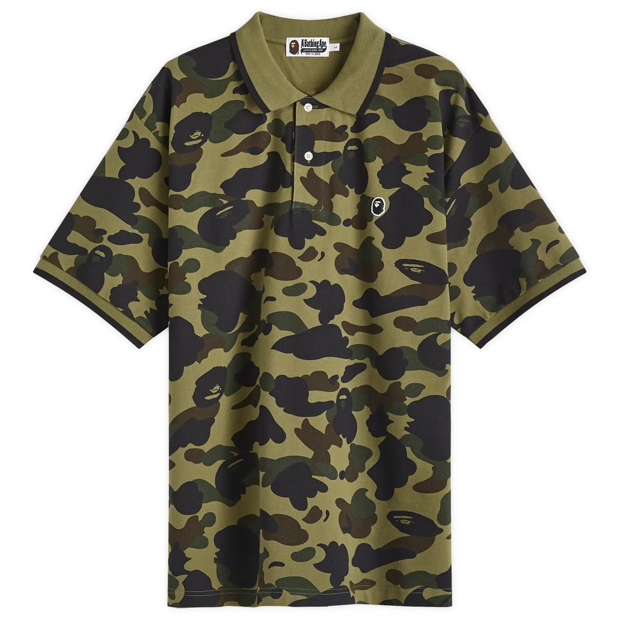A Bathing Ape Men's 1st Camo One Point Polo Green