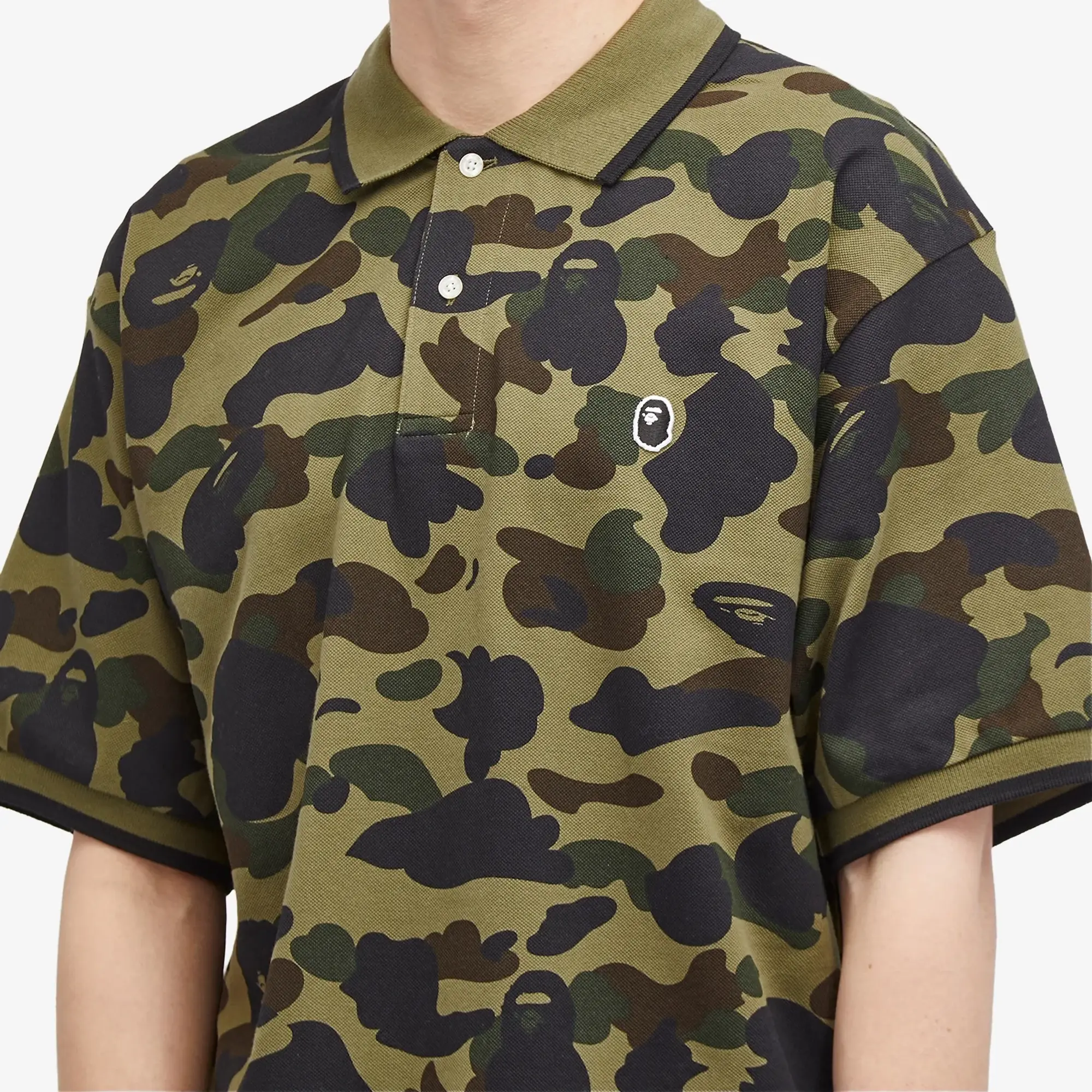 A Bathing Ape Men's 1st Camo One Point Polo Green