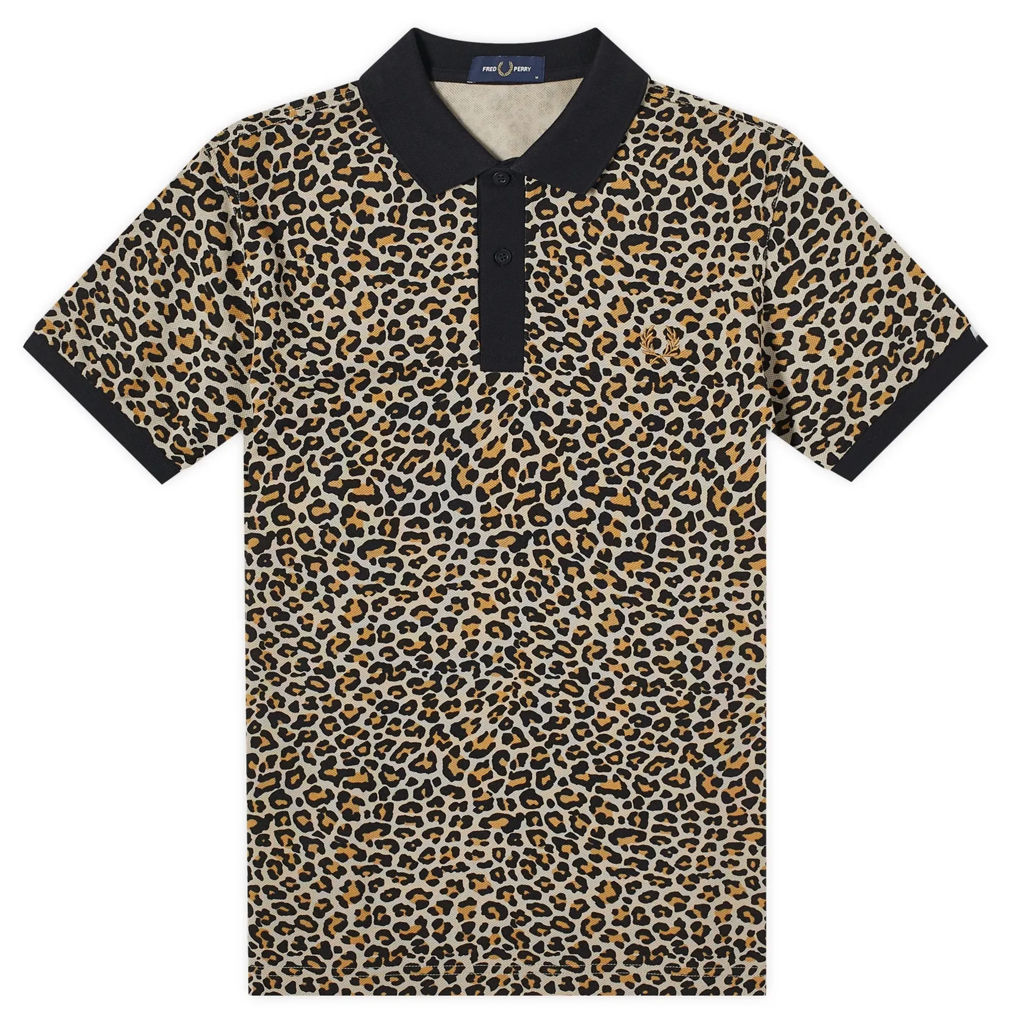 Fred Perry Men's Leopard Print Polo Warm Grey | M7788-U54 | FOOTY.COM