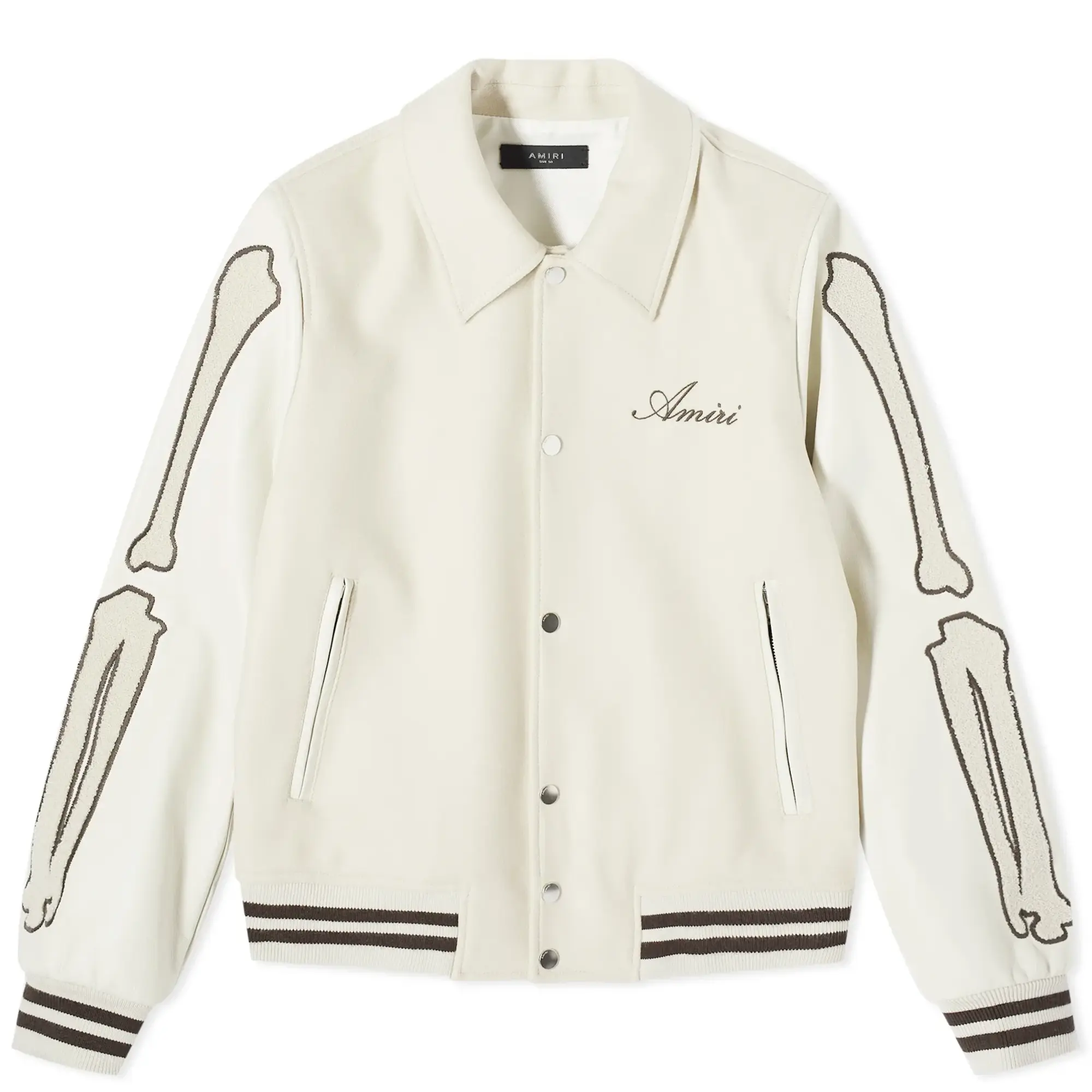 AMIRI Men's Bones Varsity Jacket Alabaster