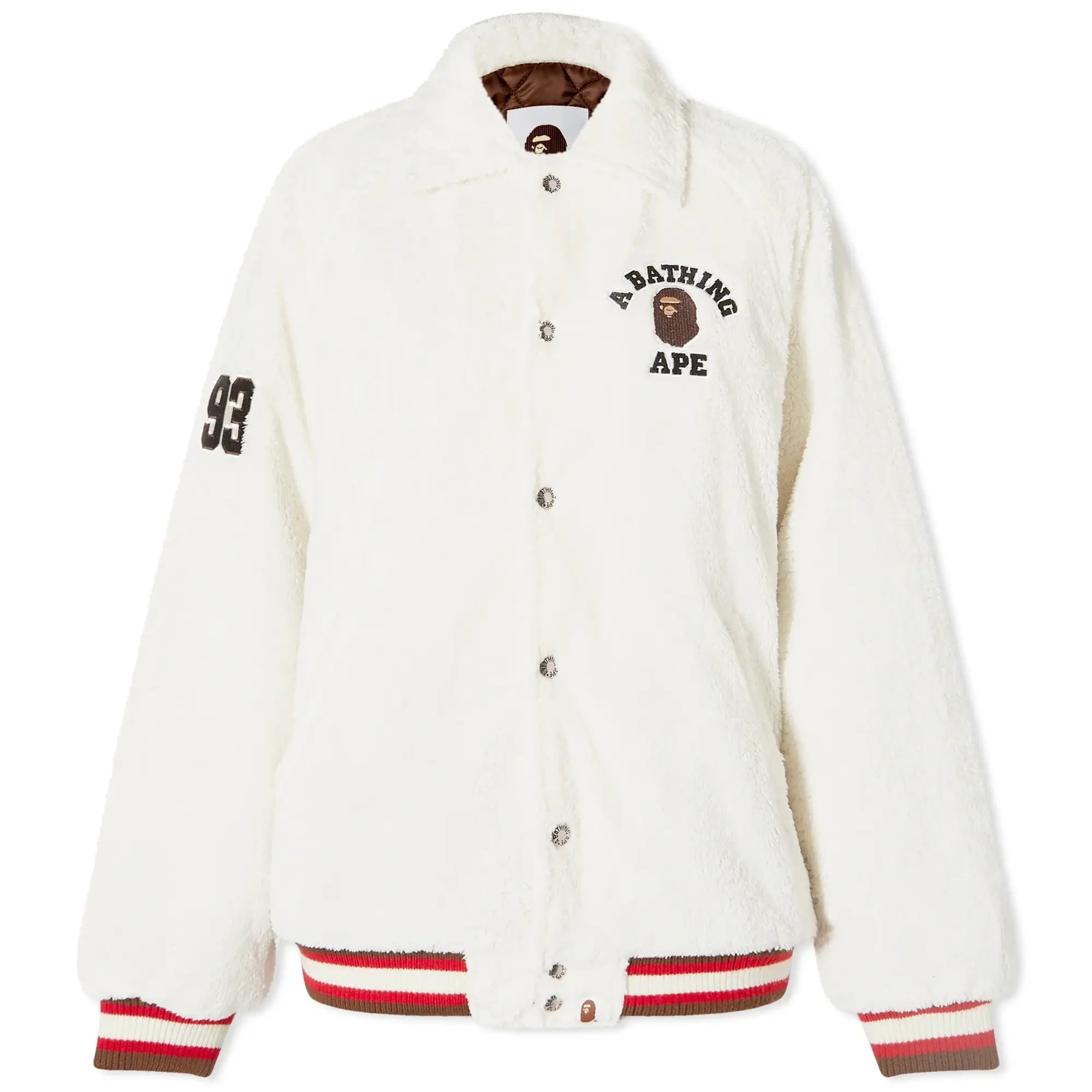 A Bathing Ape Women's College Boa Varsity Jacket Ivory