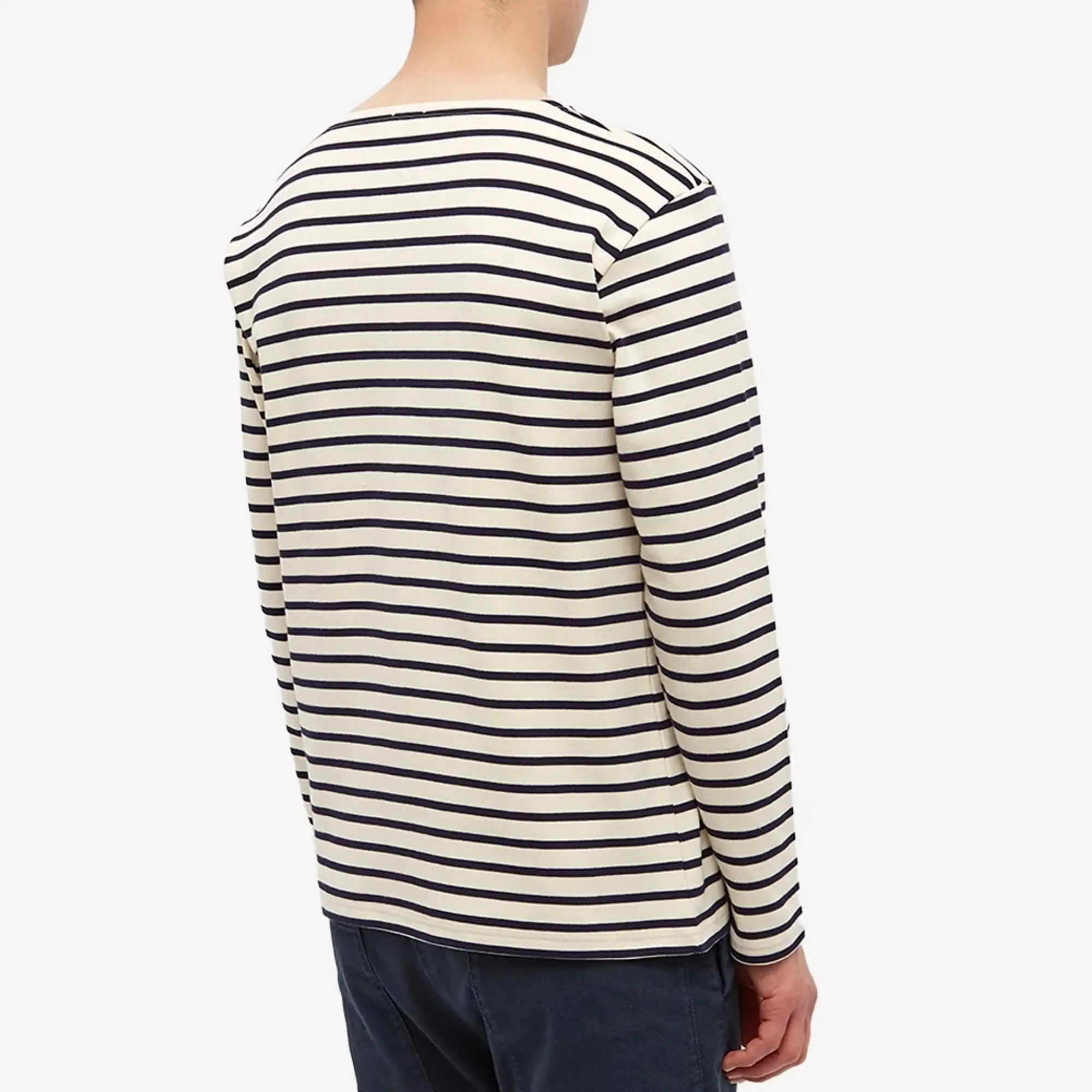 Armor-Lux Men's Long Sleeve Houat Mariniere T-Shirt Natural/Navy