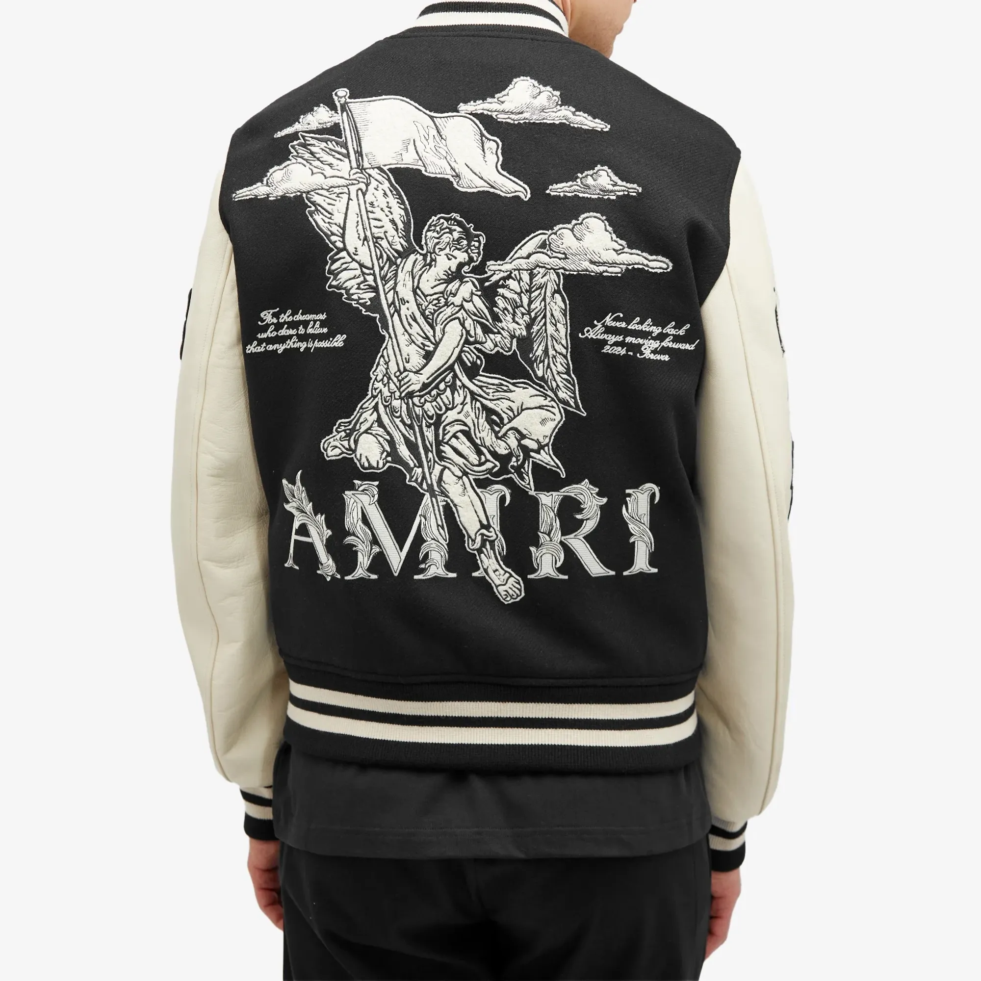 Angel Varcity Jacket Amiri 2度着用 AMIRI Men's MA Angel Varsity Jacket Black | AMOUBB1003-BLK | FOOTY.COM