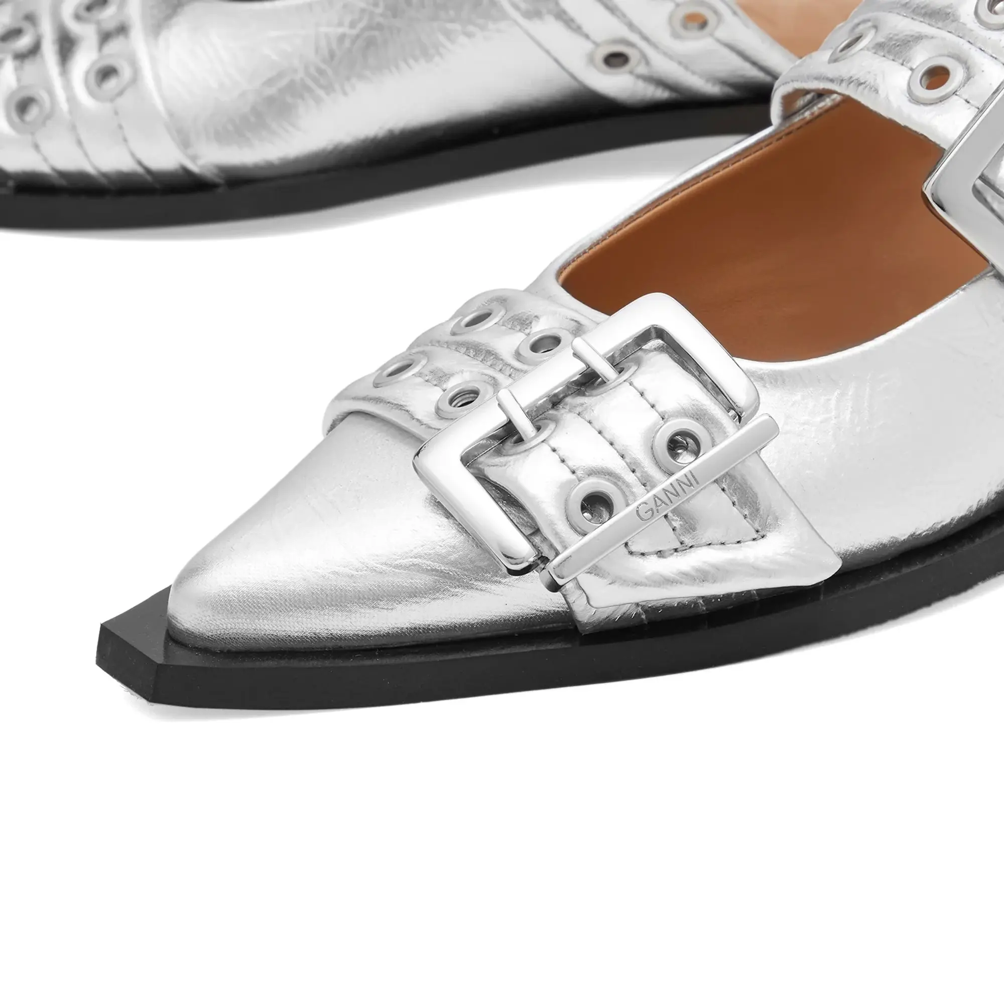 GANNI Women's Ballerina Shoe Silver
