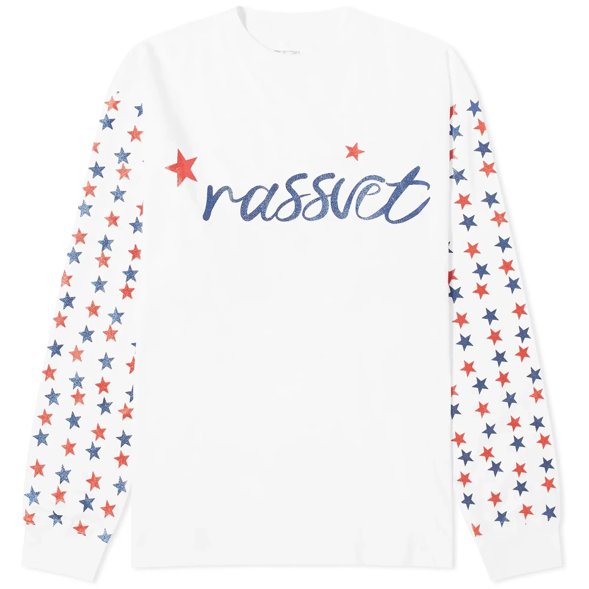 RASSVET Men's Sparkle Logo Long Sleeve T-Shirt White