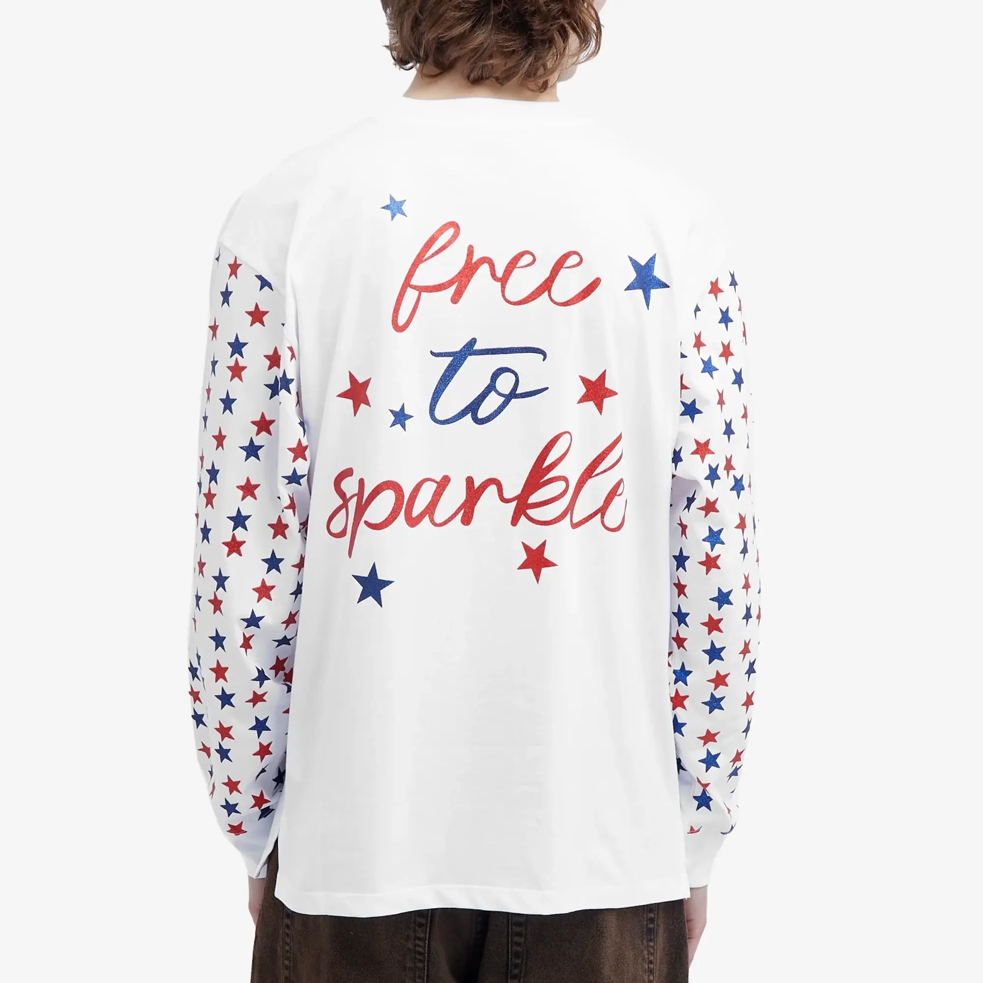 RASSVET Men's Sparkle Logo Long Sleeve T-Shirt White