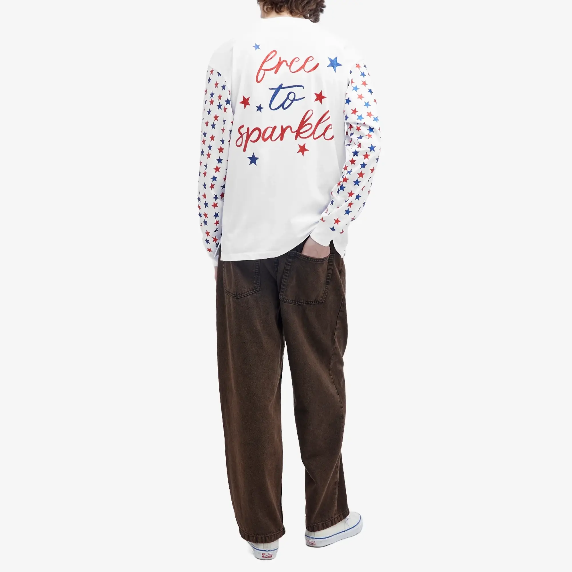 RASSVET Men's Sparkle Logo Long Sleeve T-Shirt White