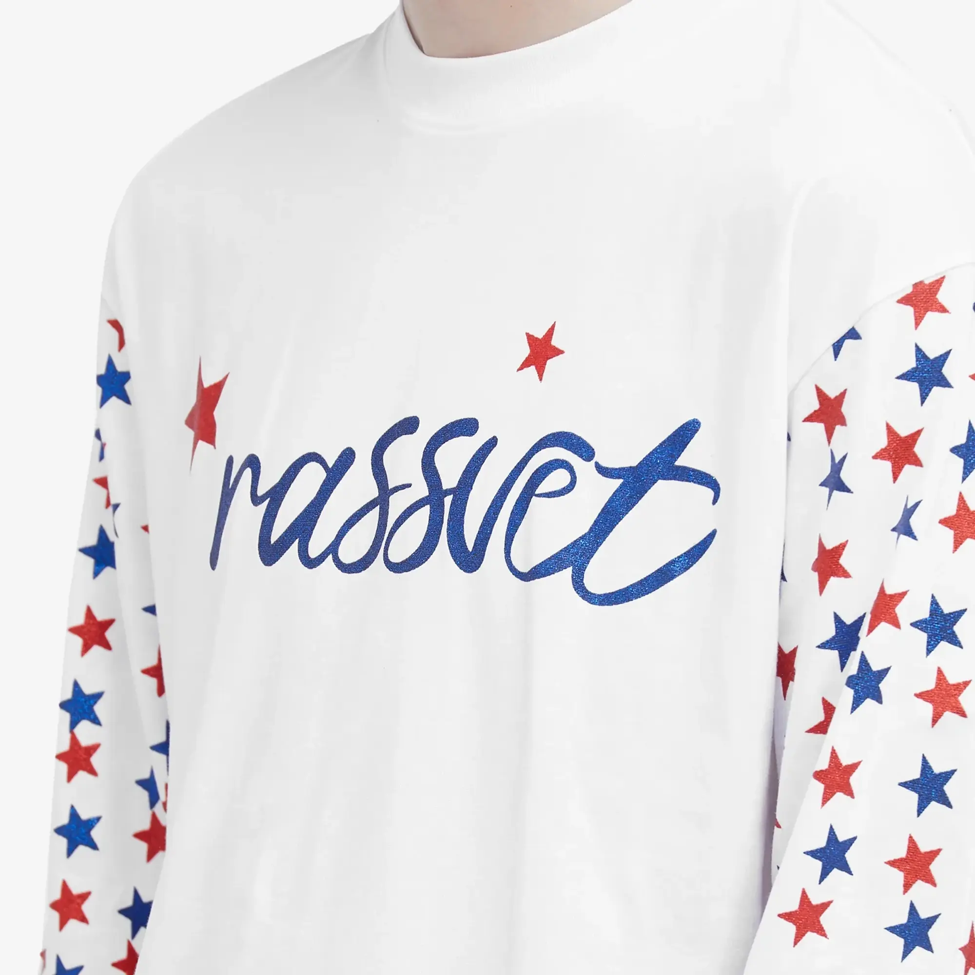 RASSVET Men's Sparkle Logo Long Sleeve T-Shirt White