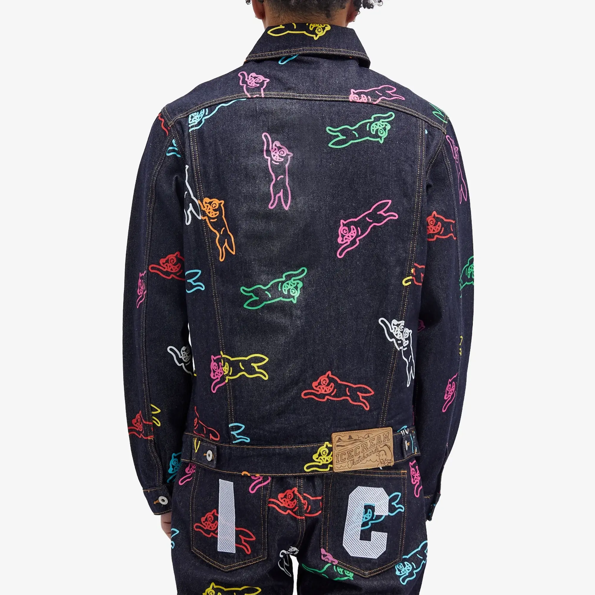 ICECREAM Men's A/O Running Dog Denim Trucker Jacket Indigo