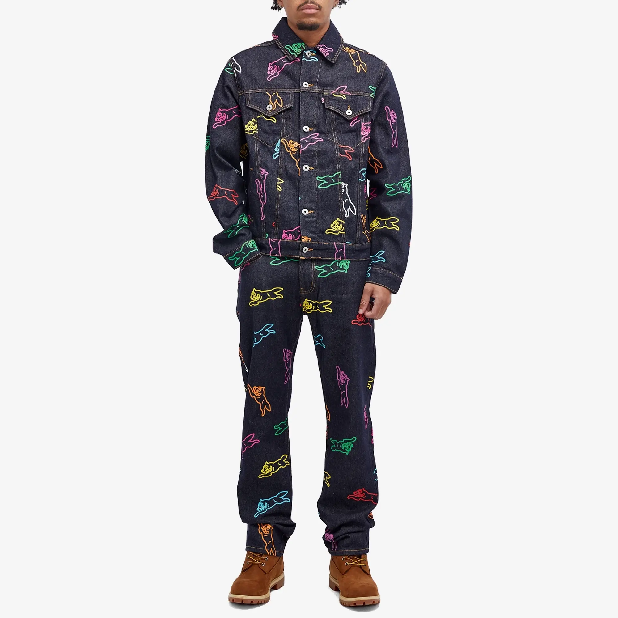 ICECREAM Men's A/O Running Dog Denim Trucker Jacket Indigo