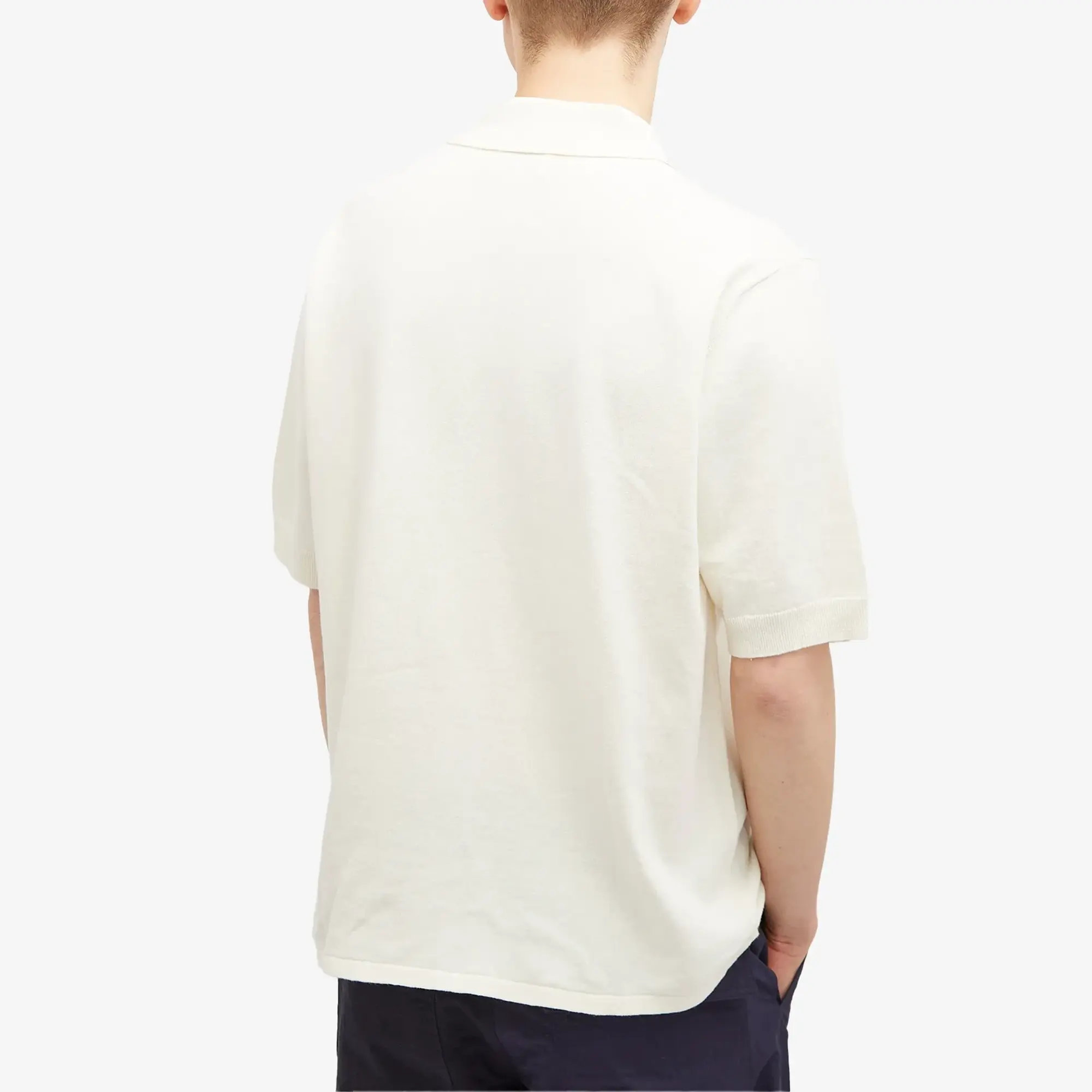 Norse Projects Men's Rollo Full Button Knit Polo Kit White