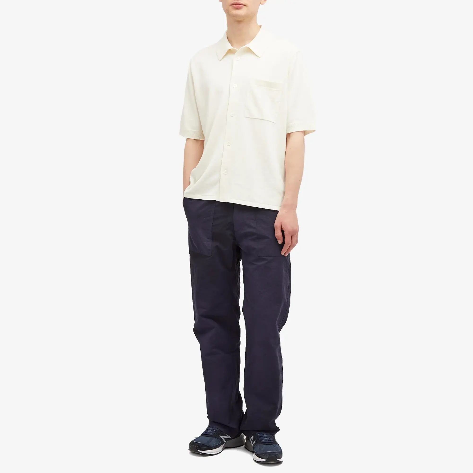 Norse Projects Men's Rollo Full Button Knit Polo Kit White