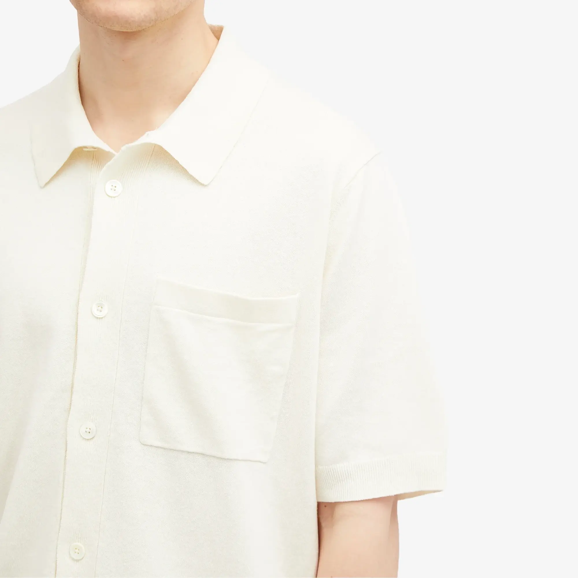 Norse Projects Men's Rollo Full Button Knit Polo Kit White