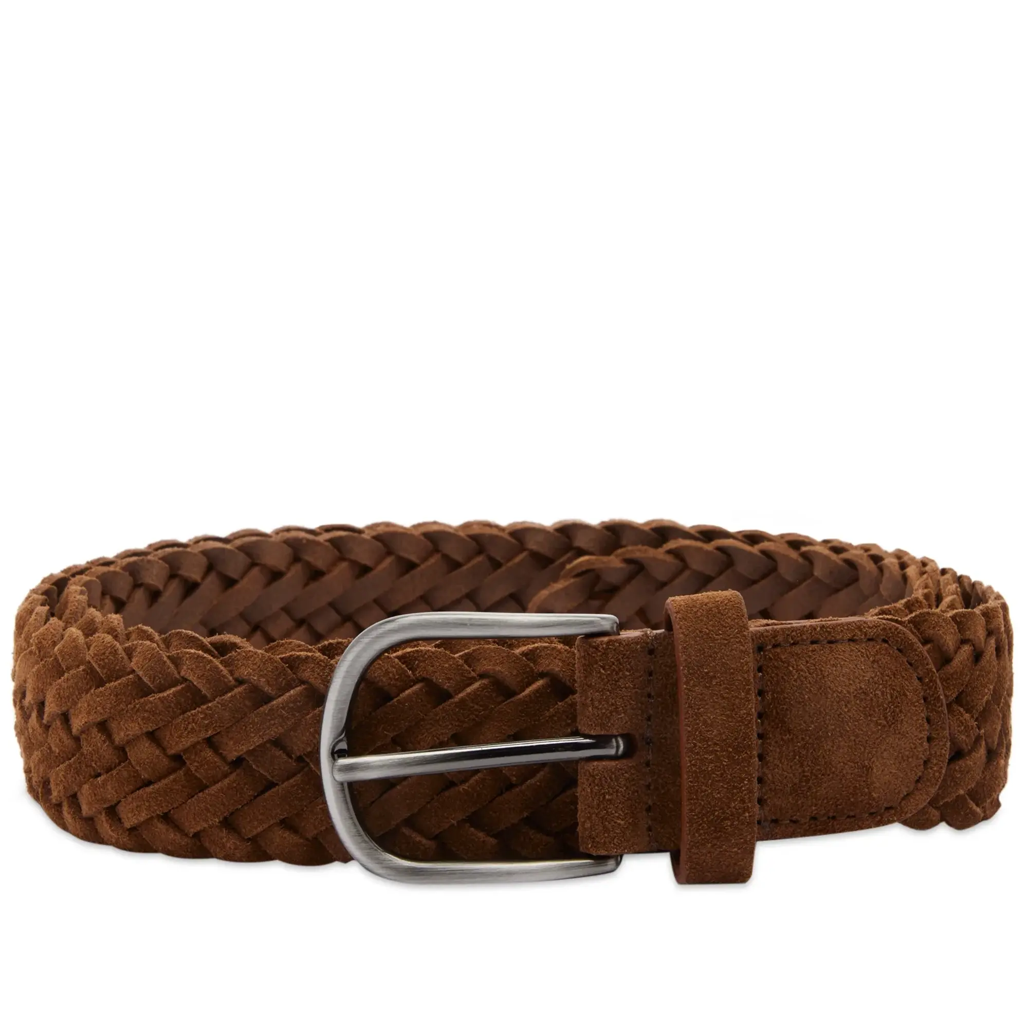 Anderson's Men's Suede Woven Belt Brown