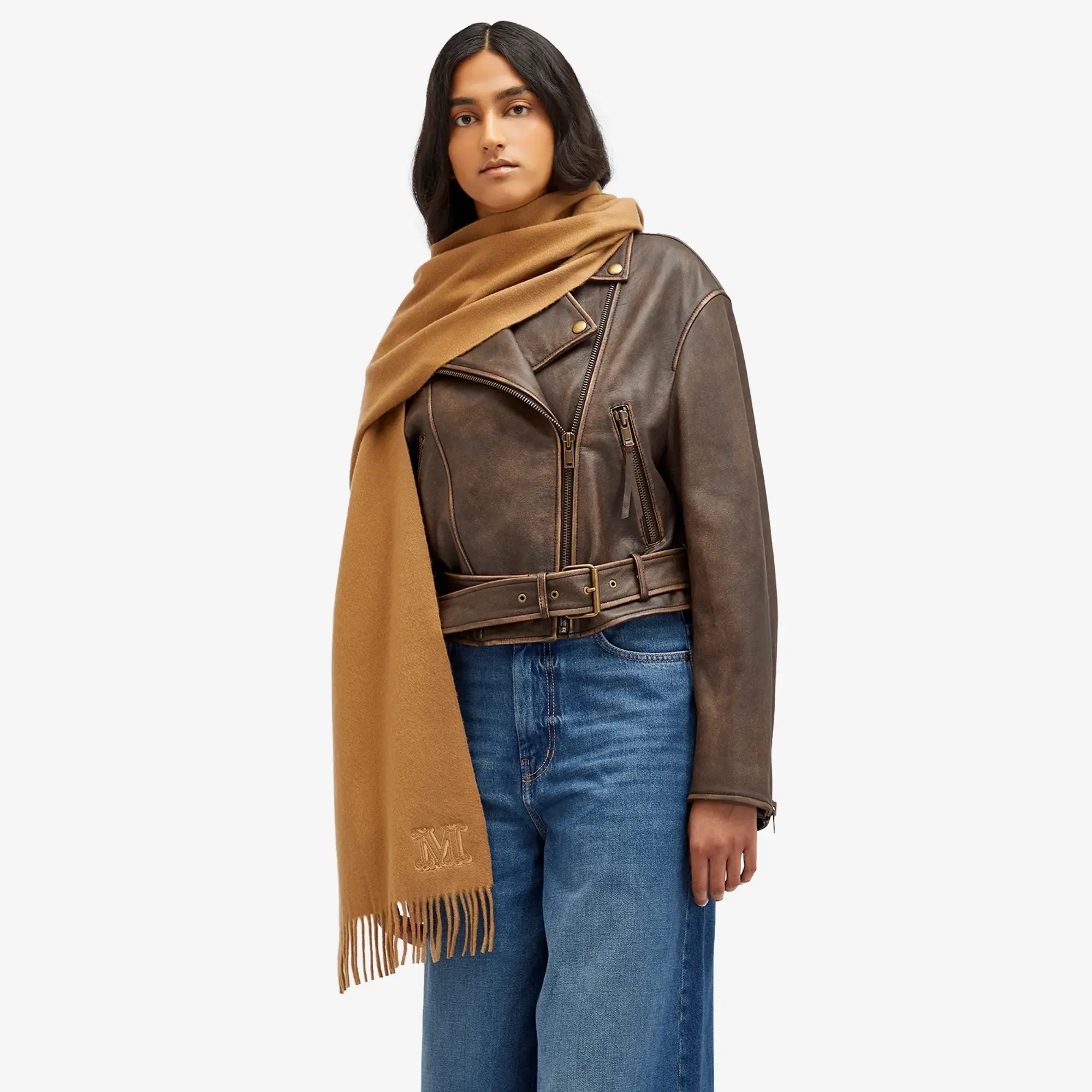 Max Mara Women's Tassel Scarf Camel