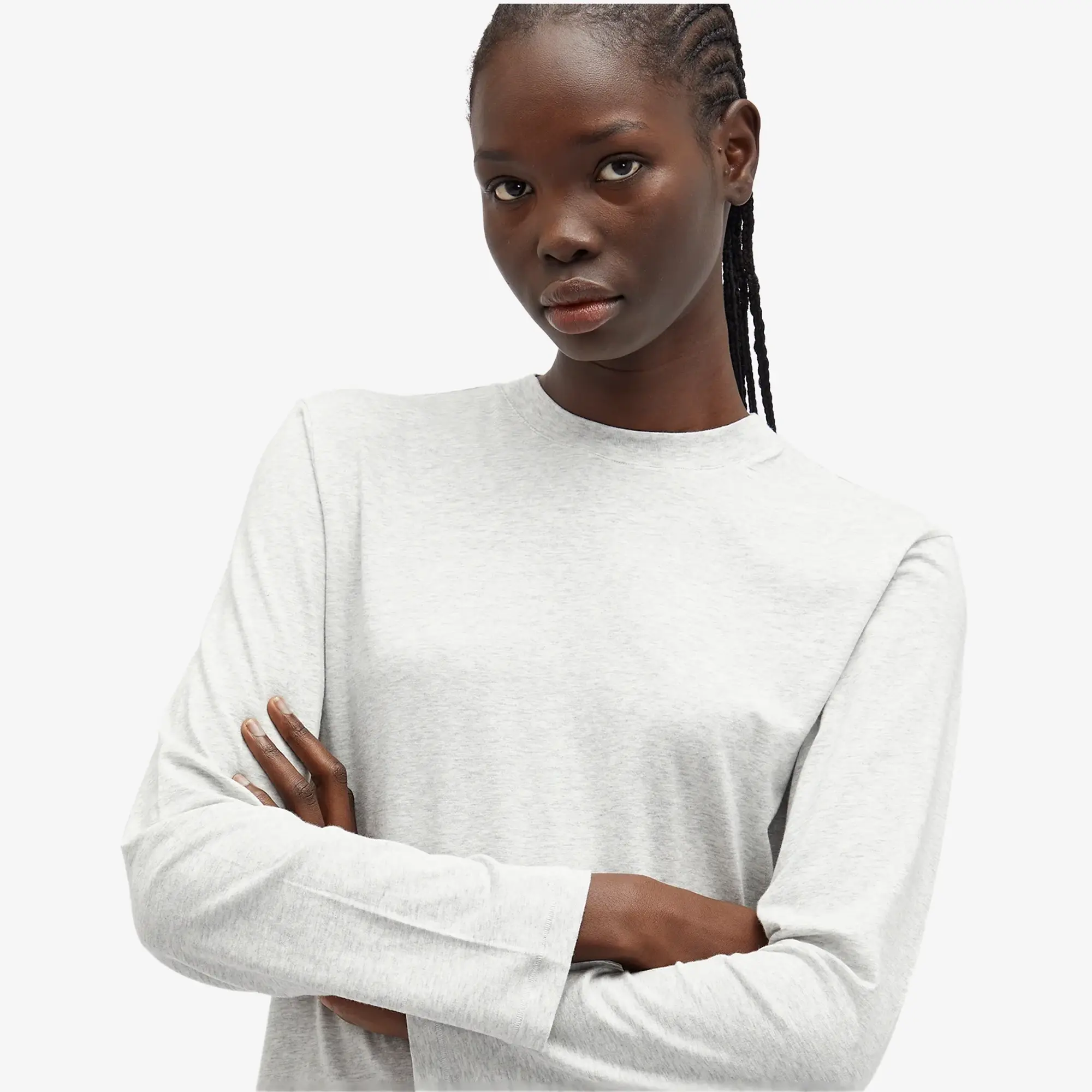 SKIMS Women's Boyfriend Long Sleeve T-Shirt Light Heather Grey