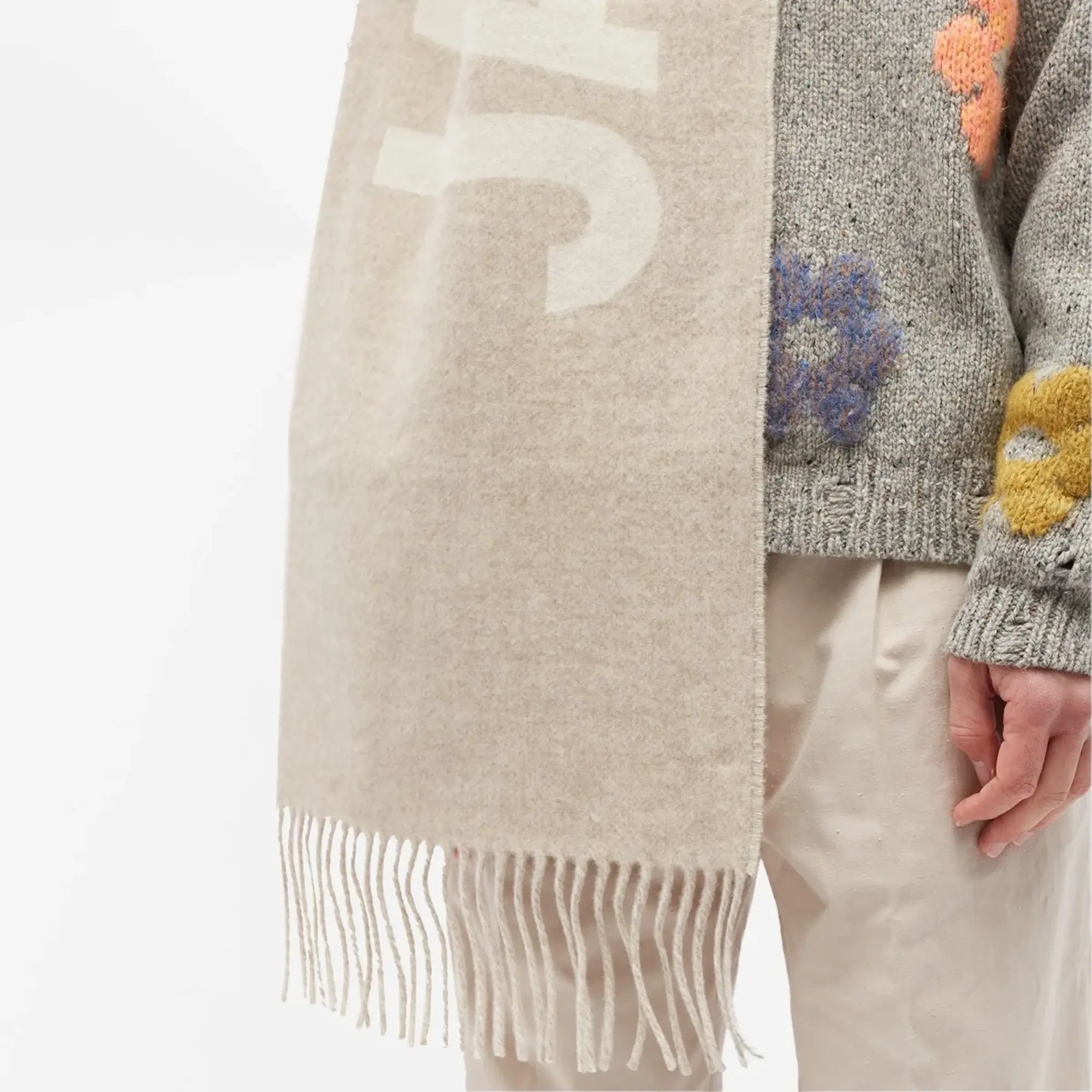 Jacquemus Men's Jacquard Logo Scarf Beige