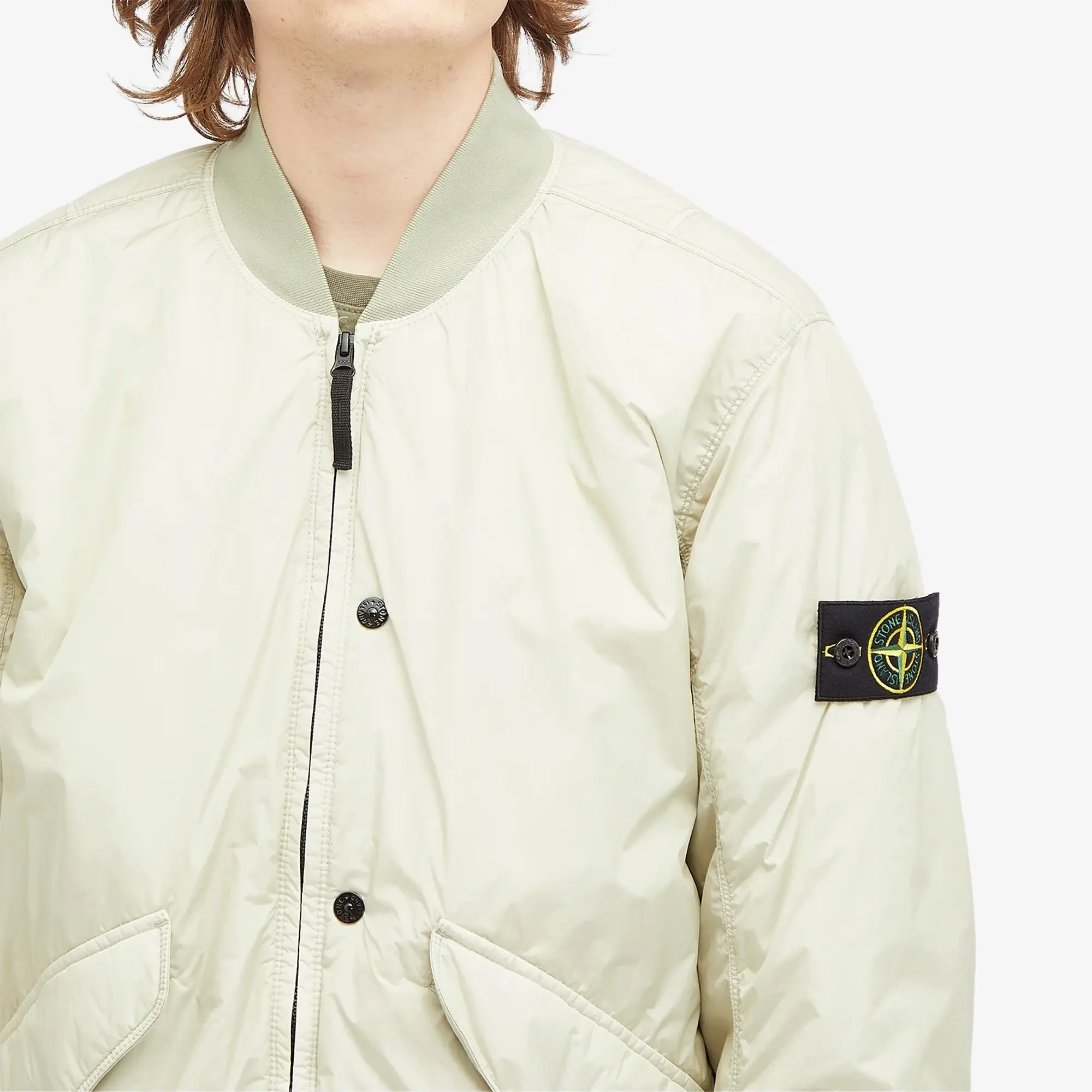 Stone Island Men's Crinkle Reps Hooded Primaloft-TC Jacket Plaster