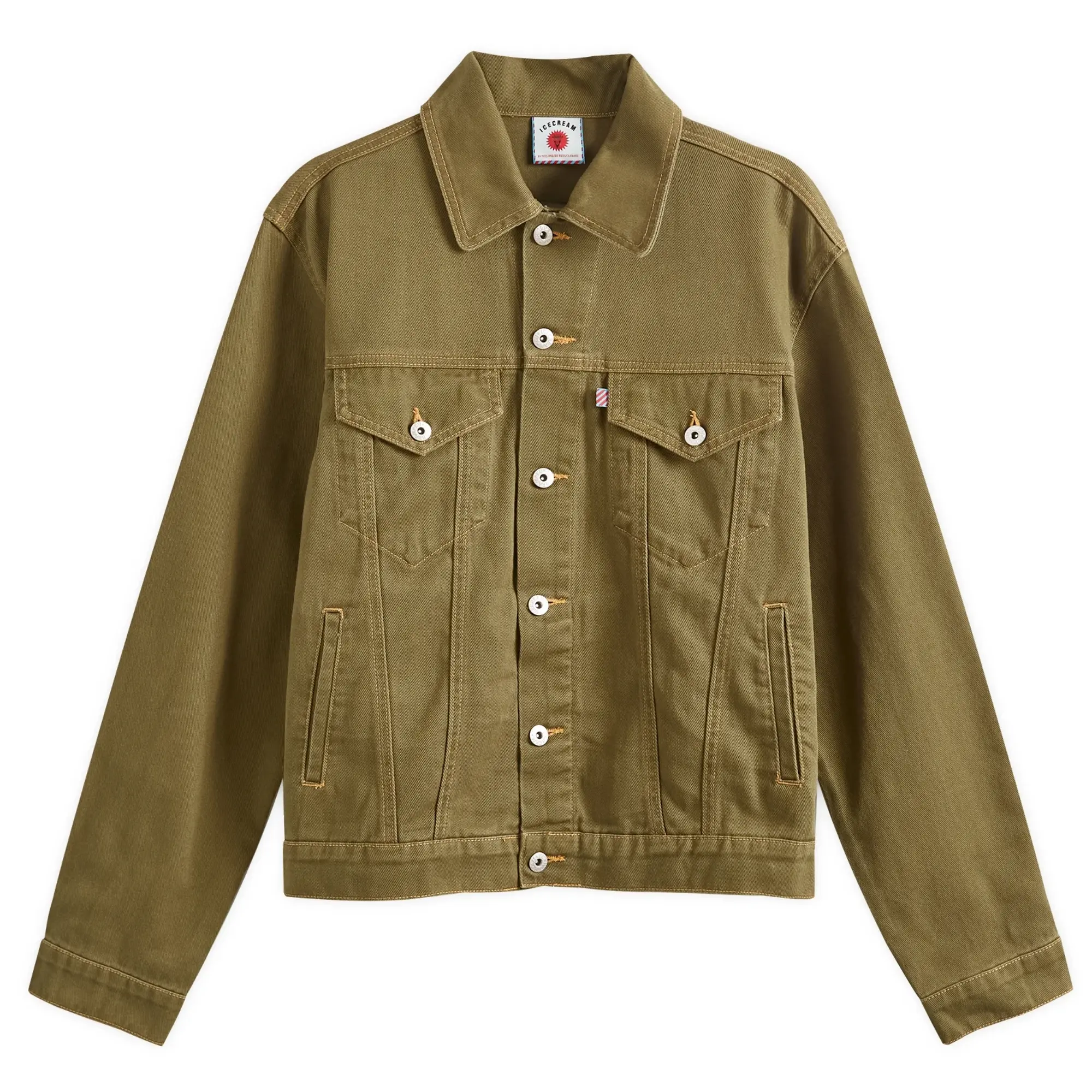 ICECREAM Men's Running Dog Denim Trucker Jacket Green