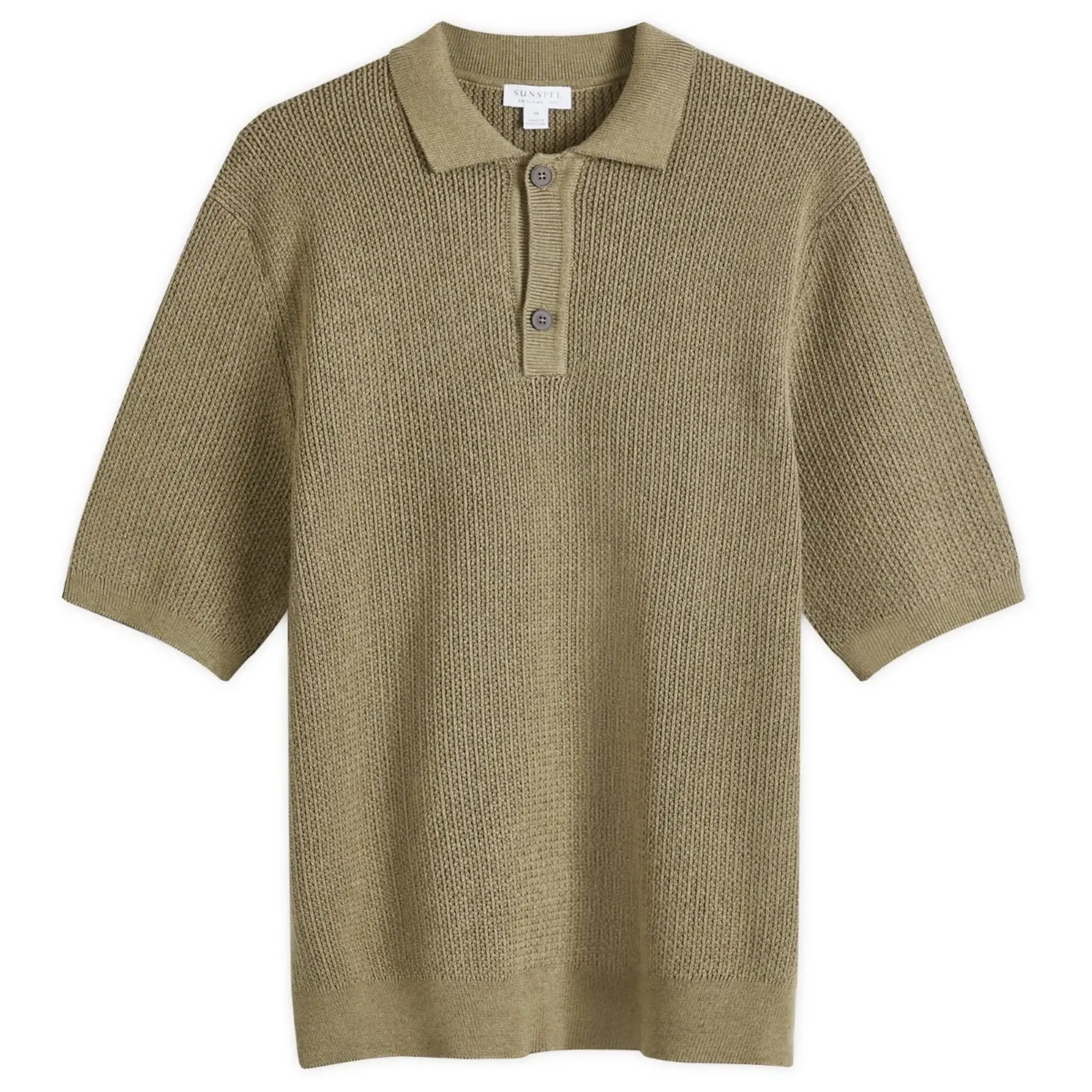 Sunspel Men's Melrose Knitted Polo Shirt Khaki