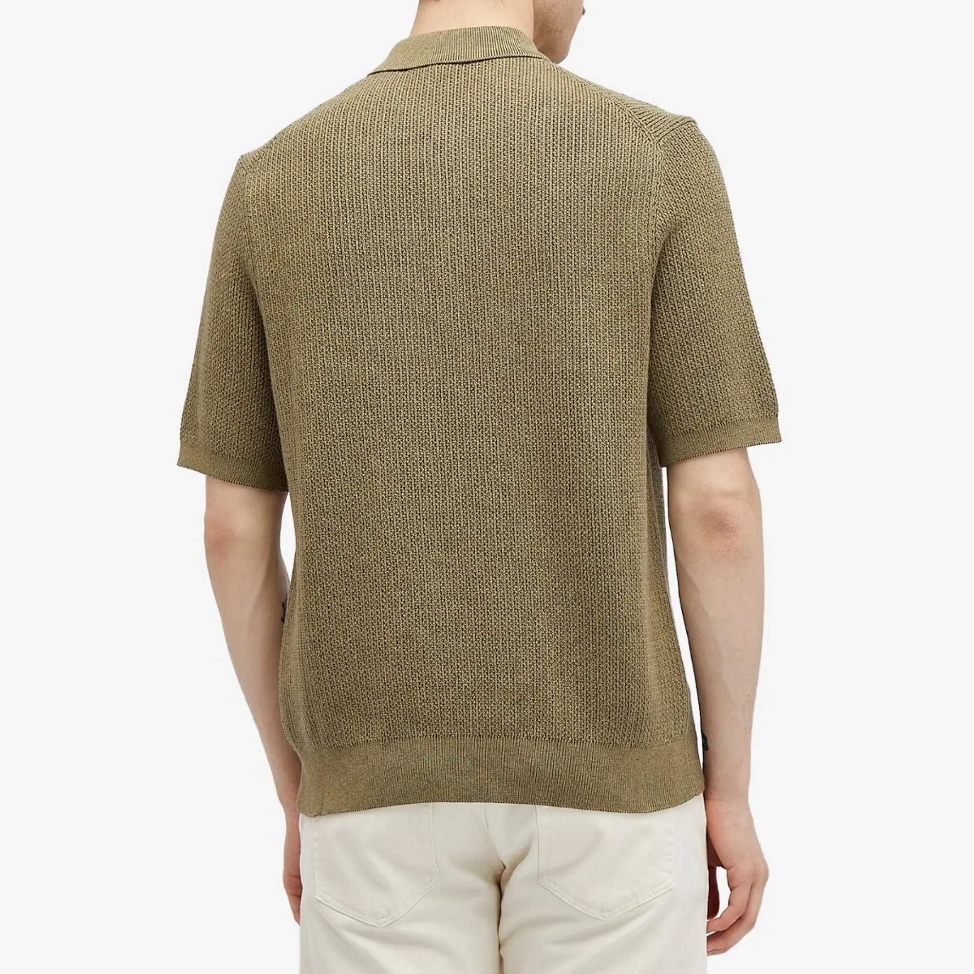 Sunspel Men's Melrose Knitted Polo Shirt Khaki