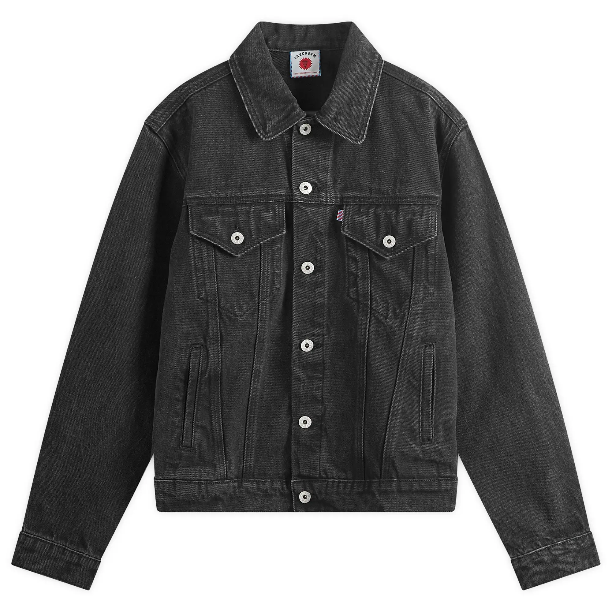 ICECREAM Men's Running Dog Denim Trucker Jacket Black