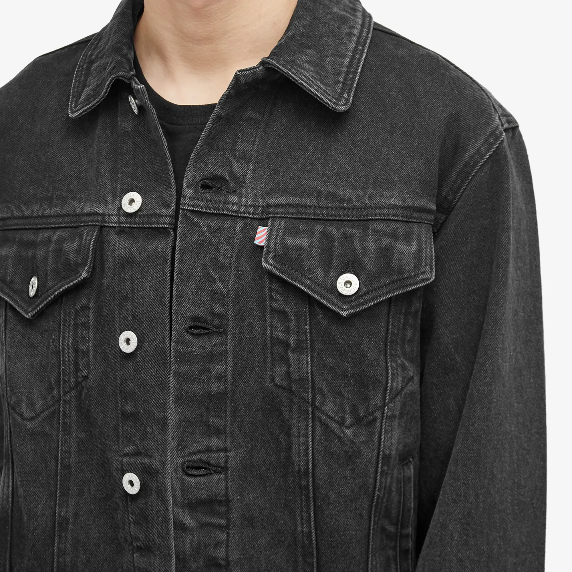 ICECREAM Men's Running Dog Denim Trucker Jacket Black