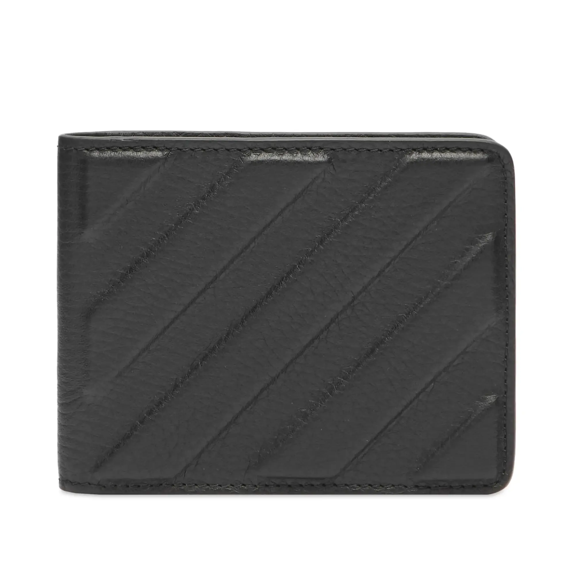 Off-White Men's Chevron Bifold Leather Wallet Black