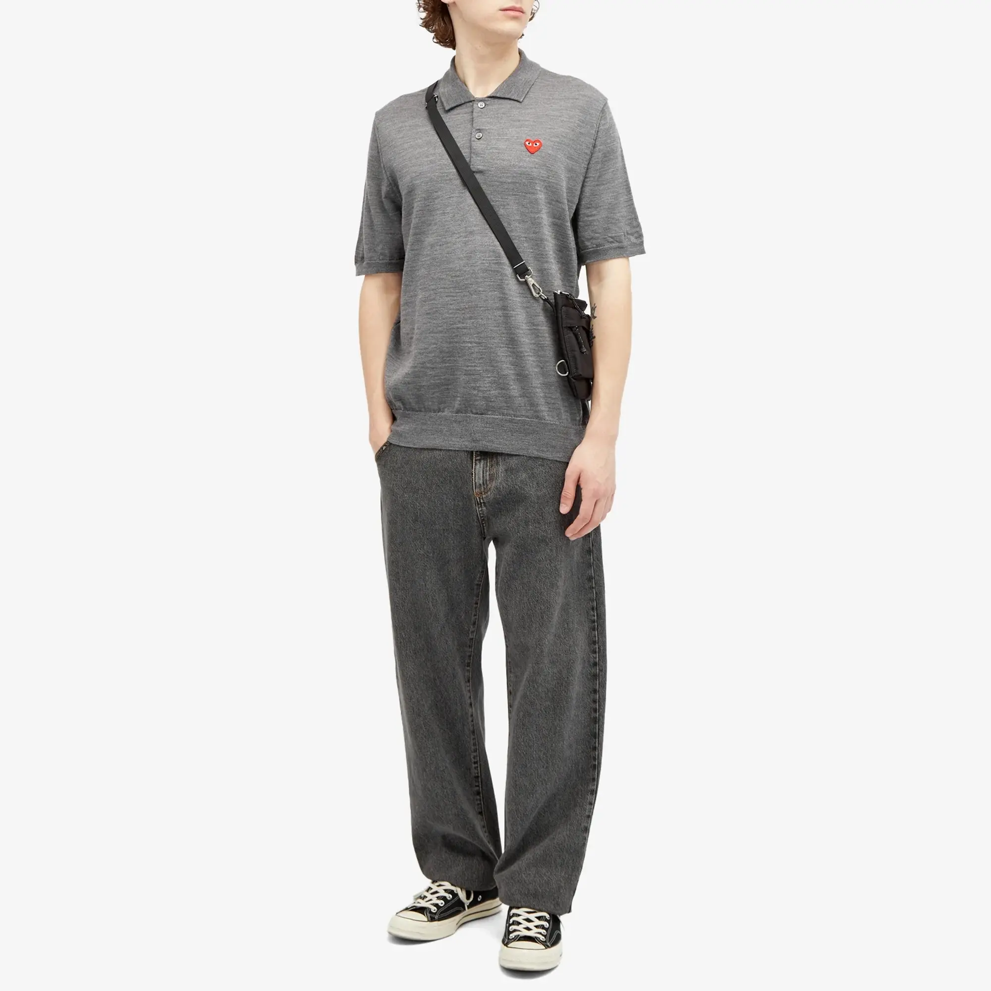 Comme des Garçons Play Men's Knit Polo Grey