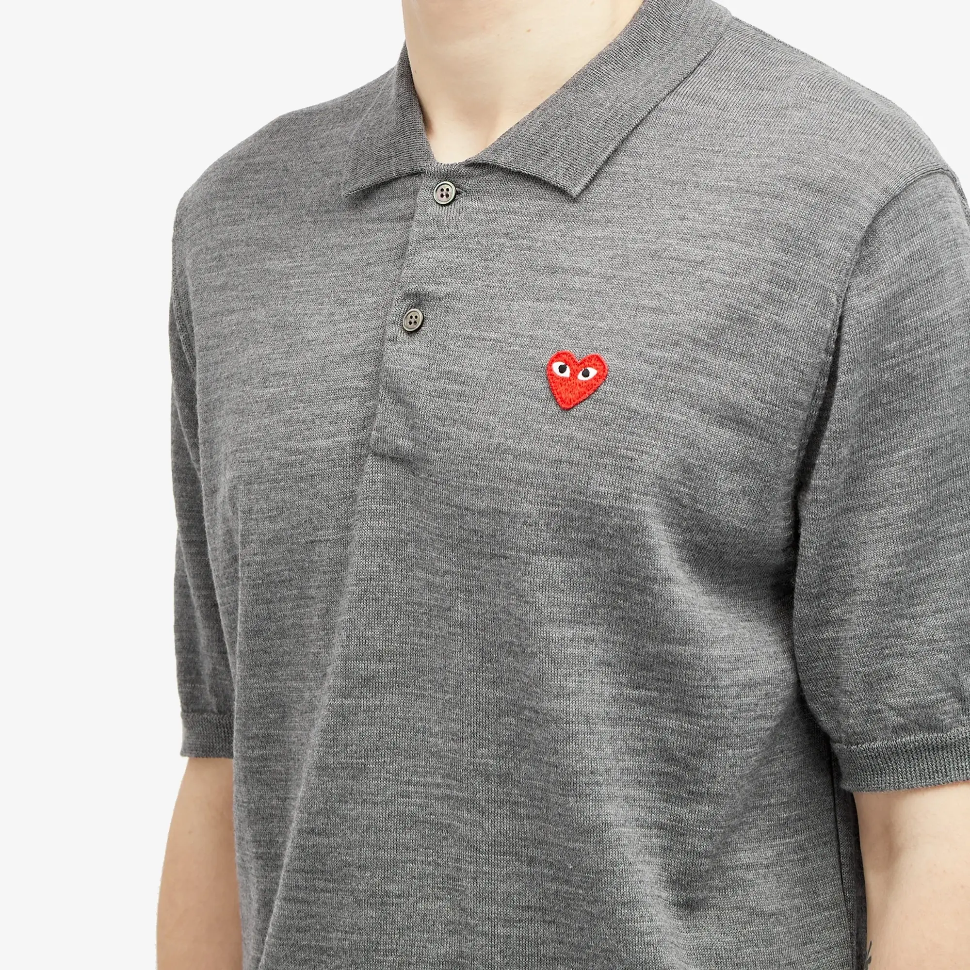 Comme des Garçons Play Men's Knit Polo Grey